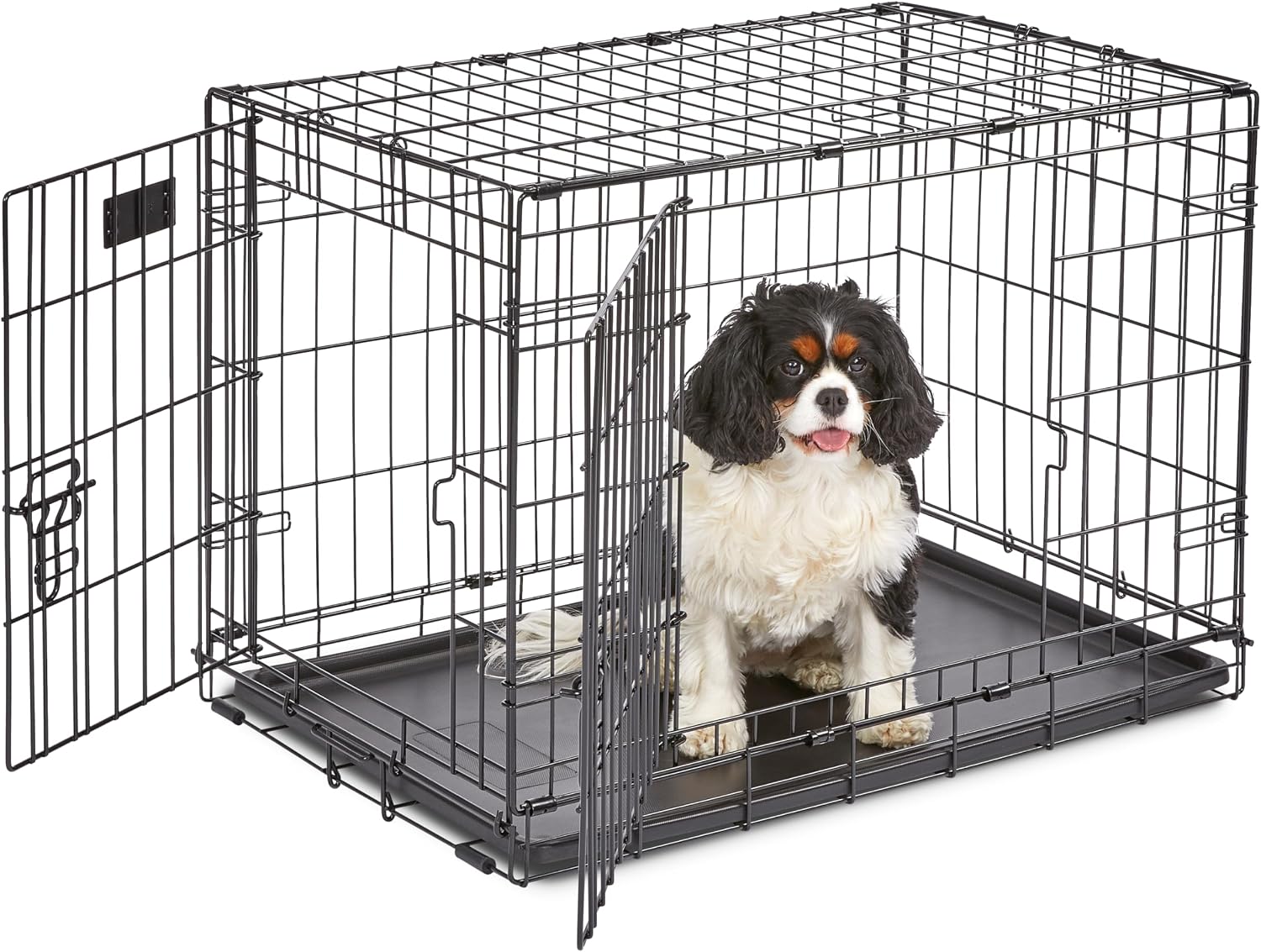 MidWest Homes for Pets 48-Inch iCrate for Extra-Large Breeds, 90-110 lbs, Single Door Folding Dog Crate with Divider Panel, Leak-Proof Tray & Secure Latches, Portable, Durable & Easy to Assemble