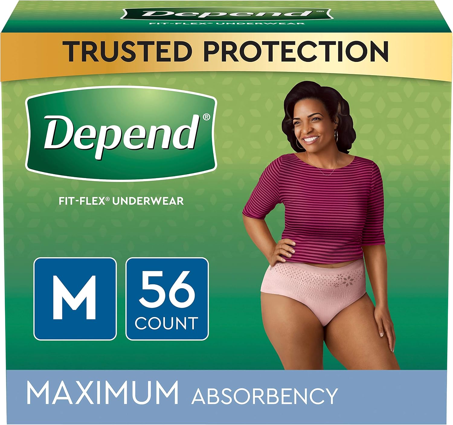 Depend FIT-FLEX Incontinence Underwear for Women, Disposable, Maximum Absorbency, Large, Blush, 52 Count (2 Packs of 26) (Packaging May Vary)