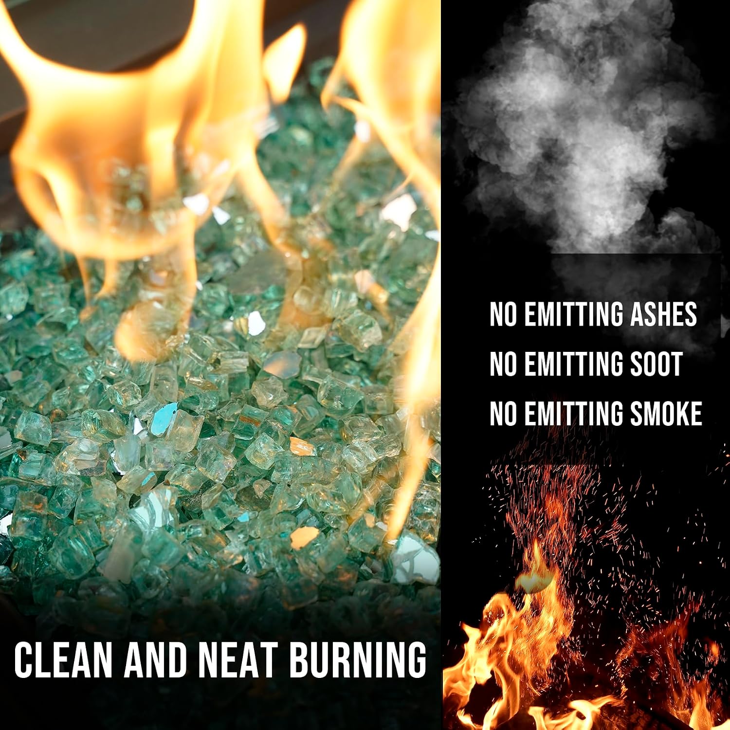 Skyflame Aqua Blue Fire Pit Glass for Propane Gas Fireplace, 10LB