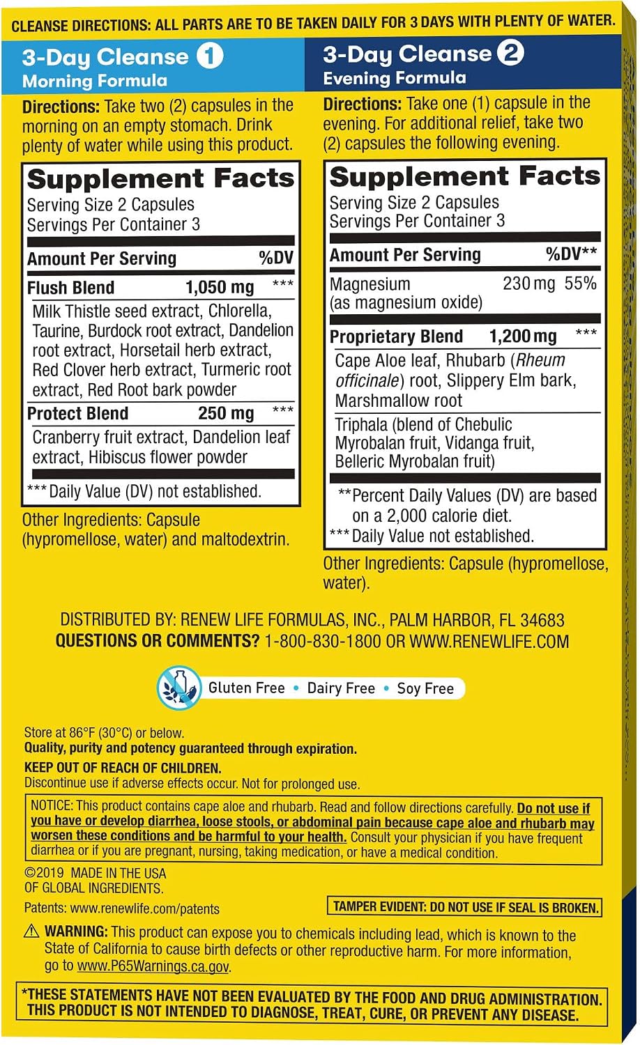Renew Life Adult Cleanse Total Body Reset, Advanced Herbal Formula - 2-Part, 3-Day Program - Gluten