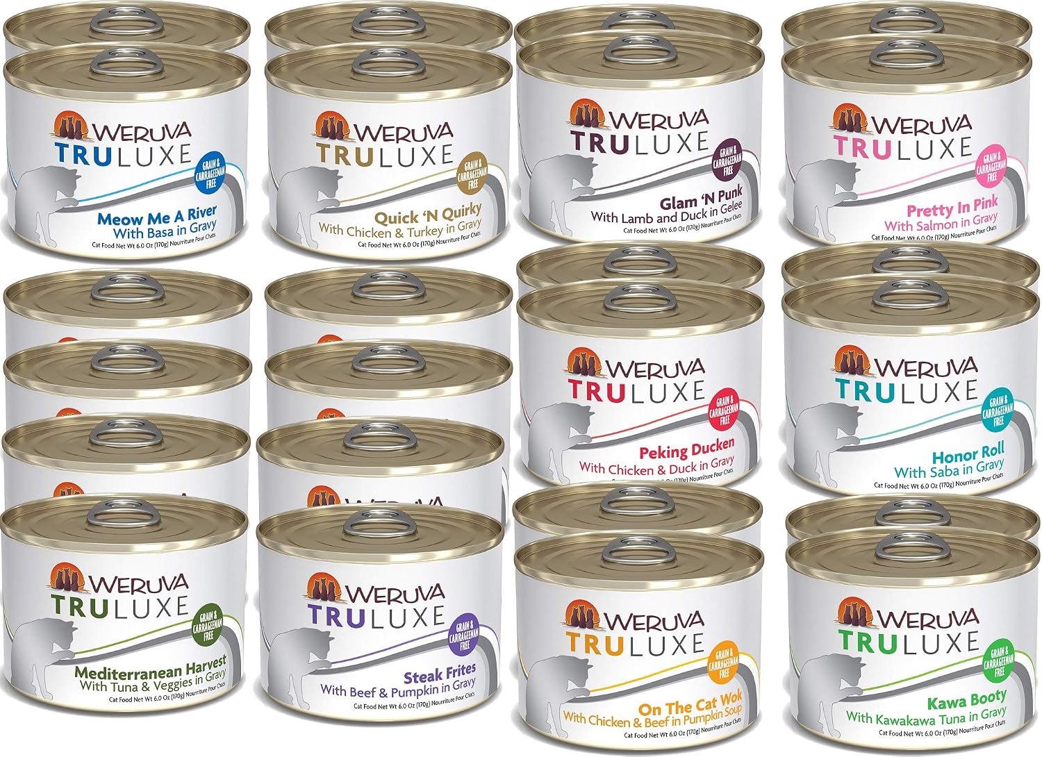 Weruva Truluxe Grain-Free Cat Food Variety Pack, 24 Cans, 6 oz