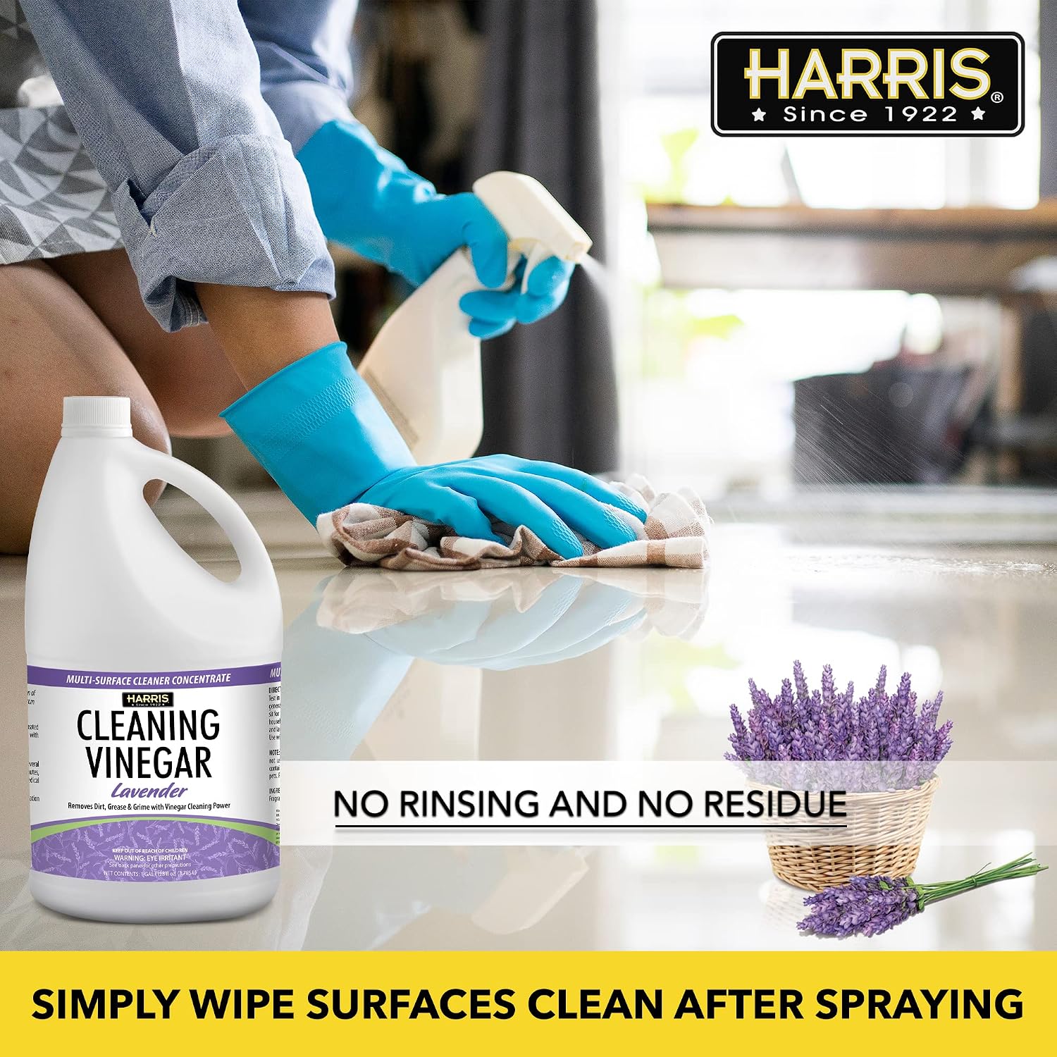 Harris Multi-Purpose Vinegar Household Surface Cleaner, Orange Scent, 128oz, Easy Pour Funnel Included