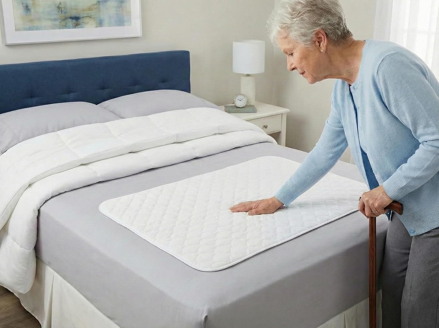 RMS Ultra Soft 4-Layer Washable and Reusable Incontinence Bed Pad, 34"x36" | Premium Quilted Bed Pad for Incontinence, waterproof reusable protector helps keep mattresses, furniture and wheelchairs dry