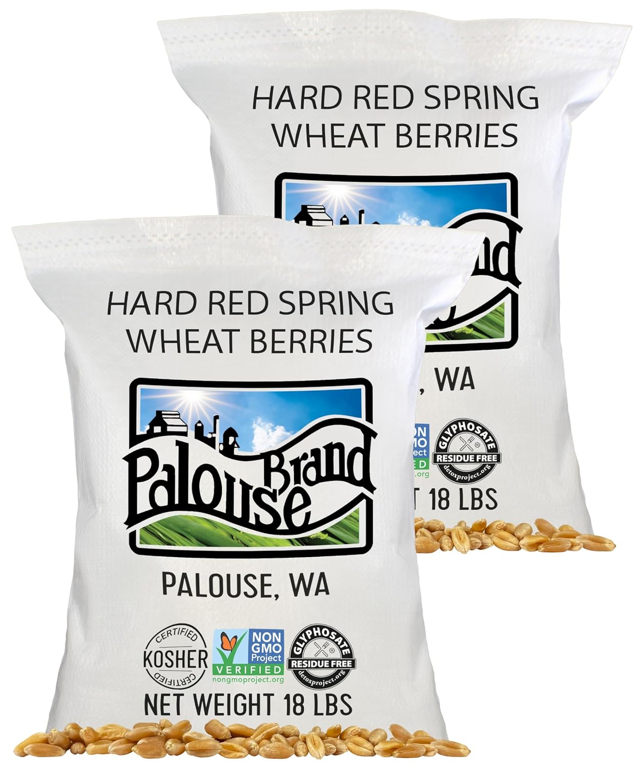 Palouse Brand Certified Glyphosate Residue Free Hard Red Spring Wheat Berries | 5 LBS | 100% Non-Irradiated | Certified Kosher Parve | USA Grown | Non-GMO Project Verified