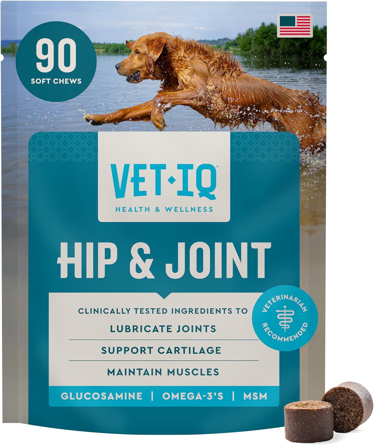 VetIQ Glucosamine Hip & Joint Supplement for Dogs, 180 Soft Chews, Joint Support Supplement with MSM and Krill, Dog Health Supplies Large & Small Breed, Chicken Flavored Chewables | Supports mobility for large & small breeds; glucosamine, MSM & krill oil…