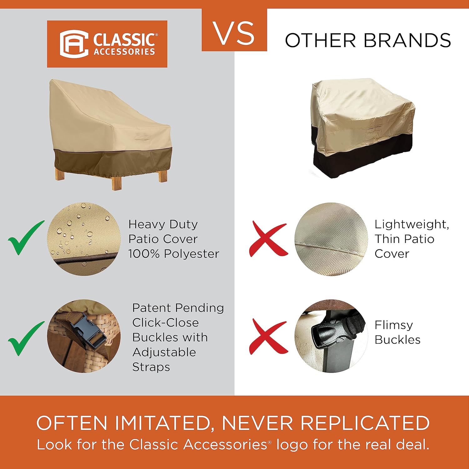Classic Accessories Veranda Water-Resistant 32 Inch Rocking Chair Cover, Patio Furniture Covers