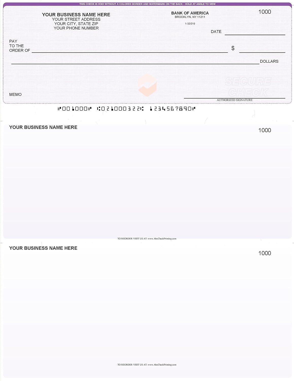 ABC Computer Checks Compatible w/QuickBooks, Checks on Top, Gray Linen (100 Sheets)