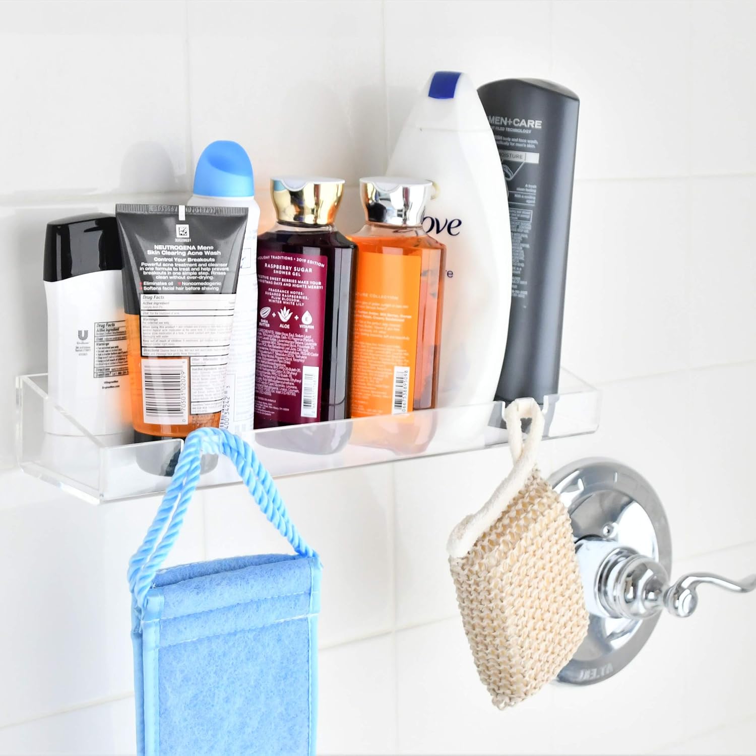 AMT 2 Pack Acrylic Floating Shelves, 15" L x 4" W, Clear Bathroom Wall, Bookshelves, Invisible Display for Office, Bedroom
