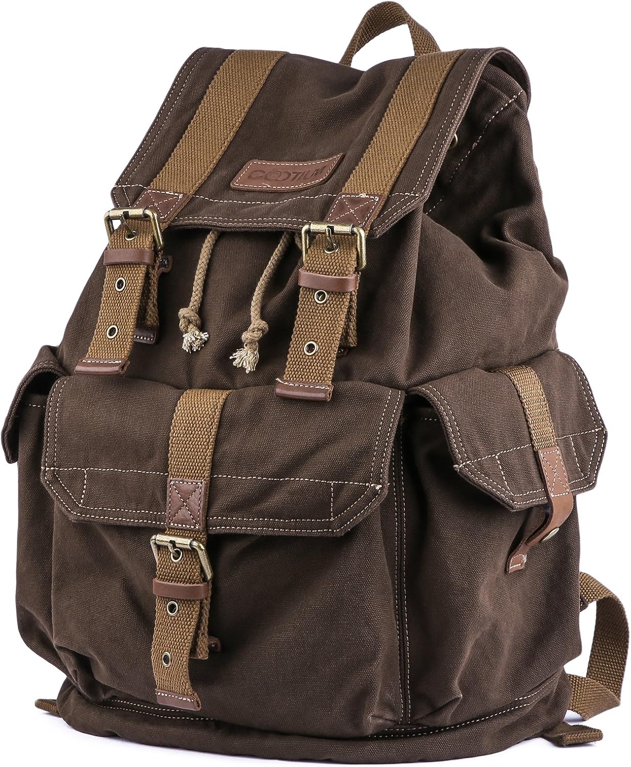 GOOTIUM 21101AMG Specially High Density Thick Canvas Backpack Rucksack, Field Tan, Large