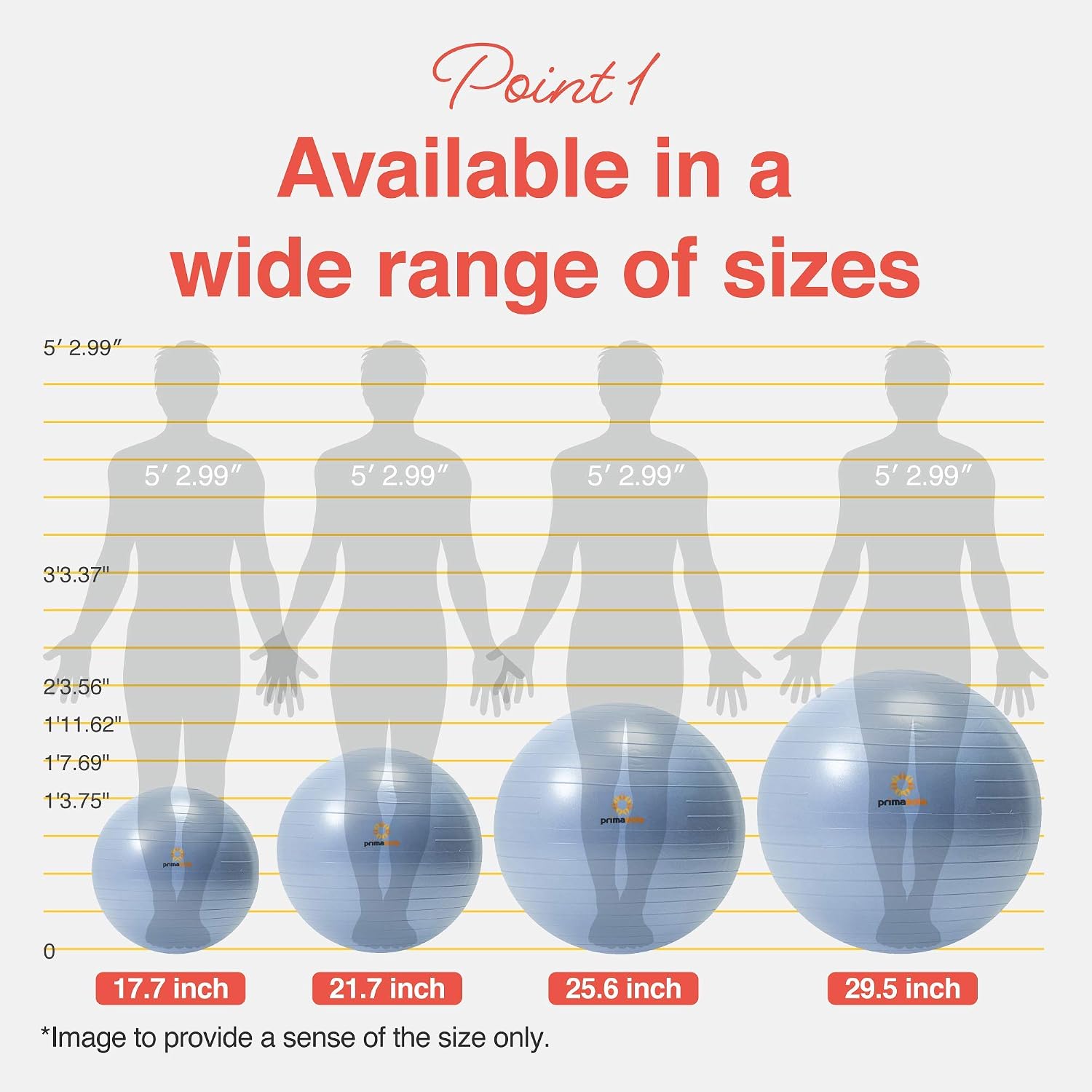 Primasole Exercise Ball for Balance Stability Fitness Workout Yoga Pilates at Home Office & Gym Birthing Ball for Pregnancy, Office Ball Chair