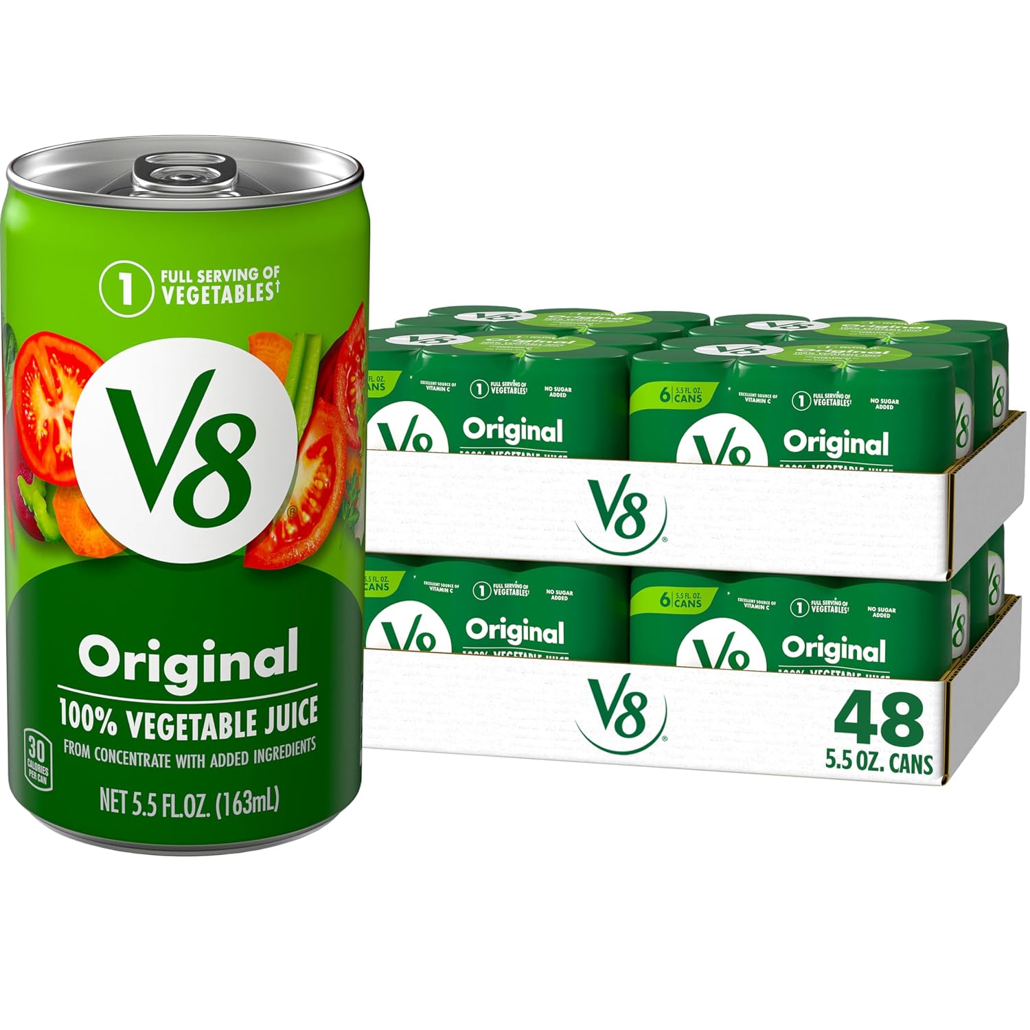 V8 Low Sodium Original 100% Vegetable Juice, 11.5 fl oz Can (24 Pack)