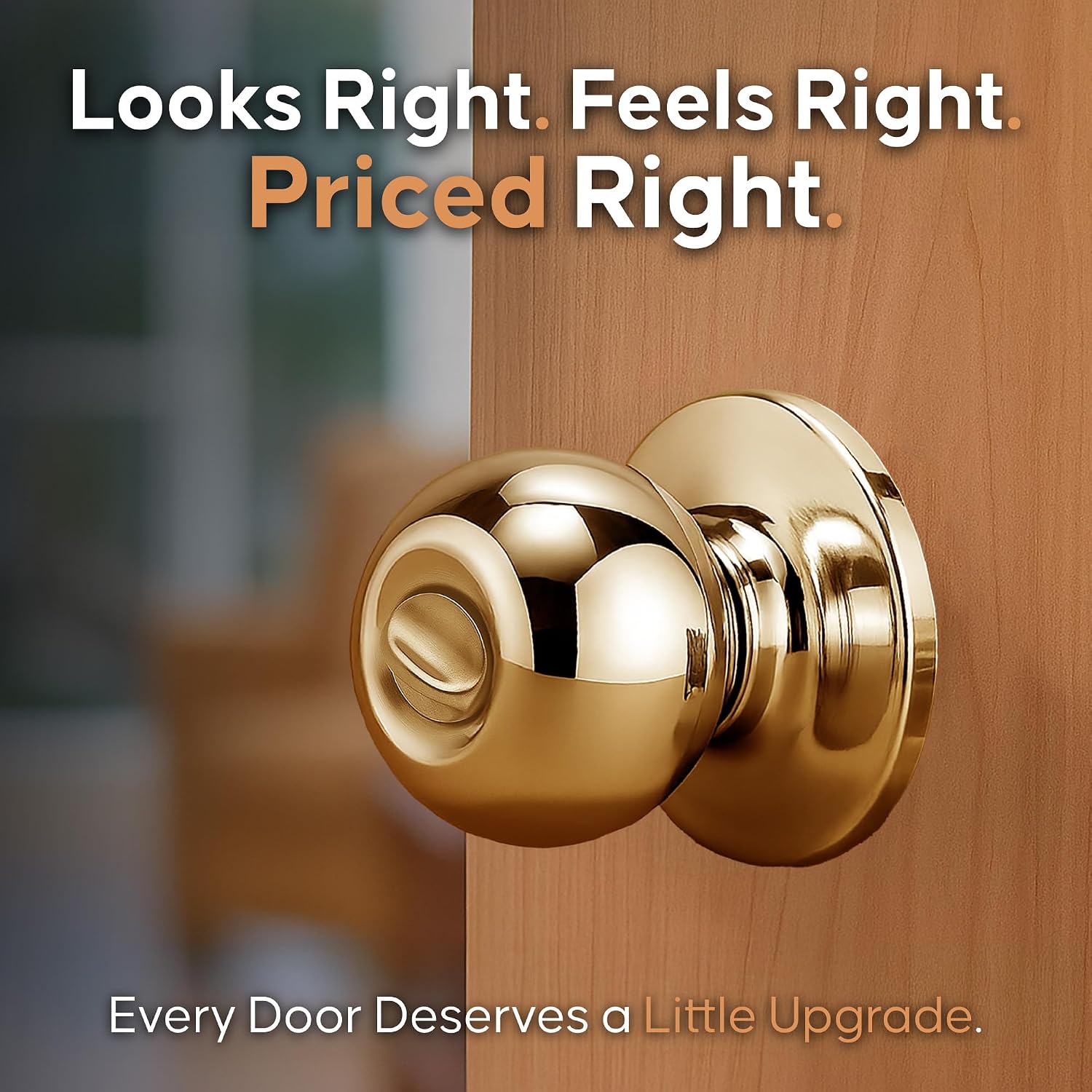 Copper Creek Privacy Interior Door Knob – ANSI Grade-3 Certified, Modern Heavy Duty Handle, Easy Install and Reversible for Bedroom, Bathroom & Closets – Satin Stainless (1 Pack)
