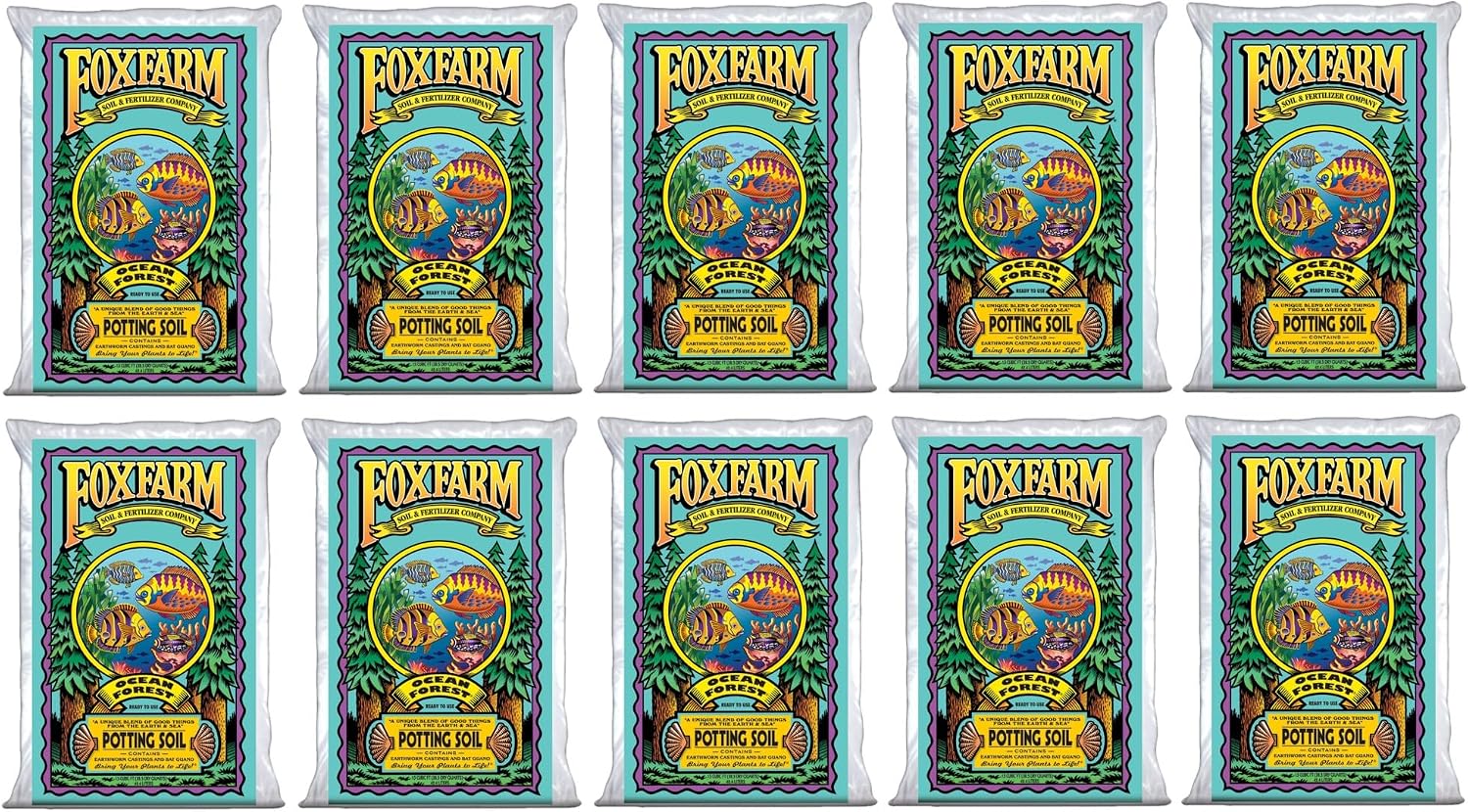 FoxFarm Ocean Forest Potting Soil, 1.5cu ft (Pack of 2) - Light, Aerated Texture, Designed for All Container Plants