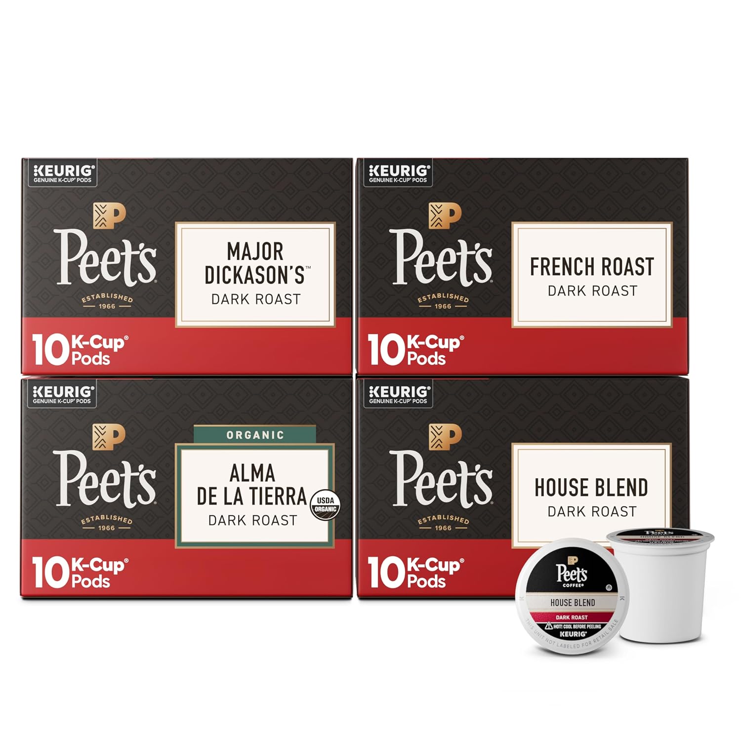 Peet's Coffee, Dark Roast Keurig K-Cup Pods, 100% Arabica Coffee - Major Dickason's Blend 32 Count (1 Box of 32 K-Cup Pods)