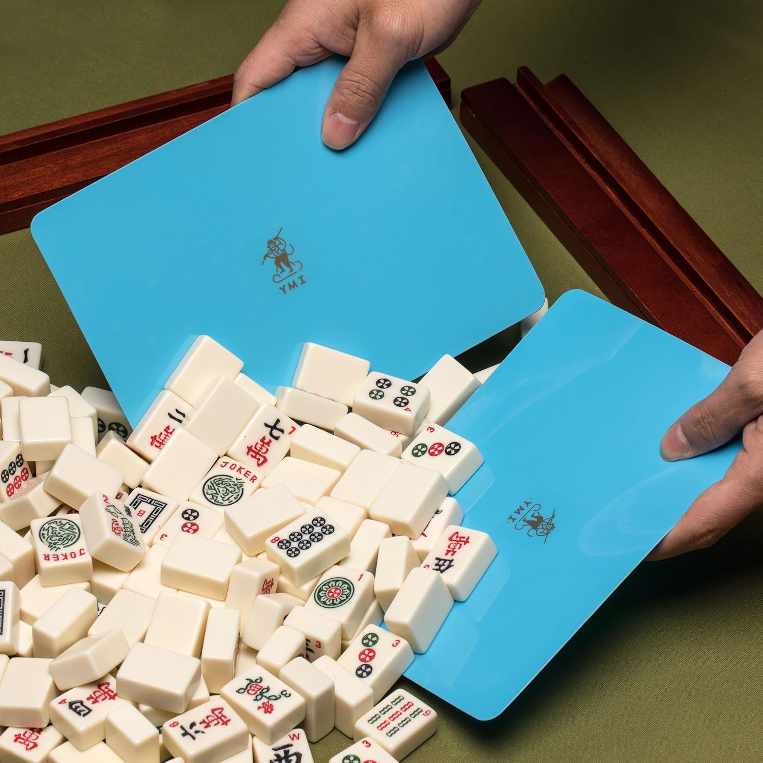Yellow Mountain Imports Mahjong Tile Mixer (Shuffler) - Red - Set of 2