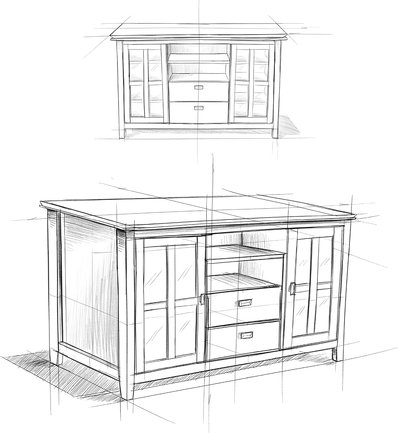 SIMPLIHOME Artisan 53" Wide Solid Wood TV Stand in Russet Brown