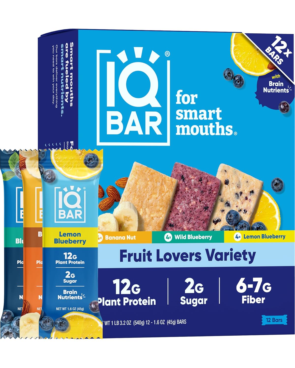 IQBAR Clean Protein Bars, Low Sugar Keto, Banana Nut 12-Count