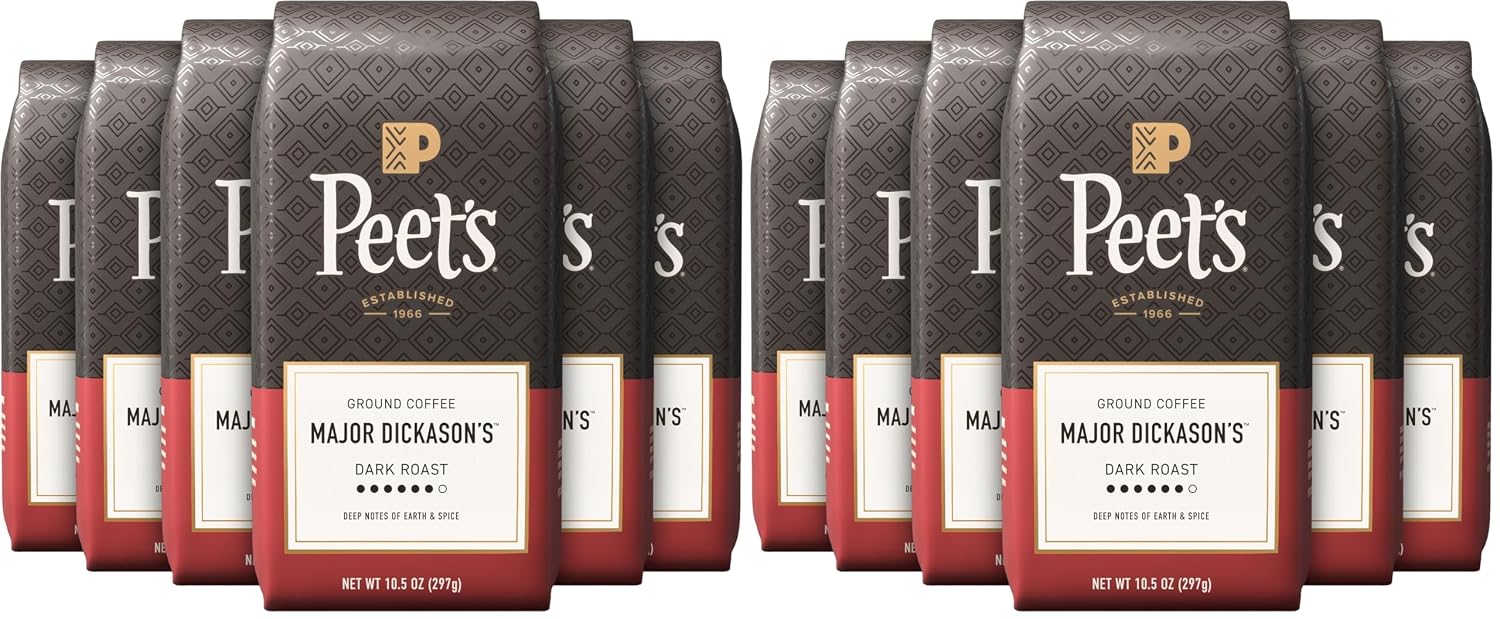 Peet's Coffee, Dark Roast Ground Coffee, 100% Arabica Coffee - Major Dickason's Blend 18 Ounce Bag
