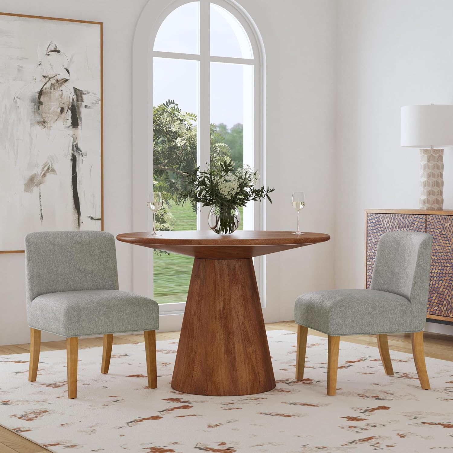HomePop Parsons Dining Chair - Red & Gold Damask (Single Pack)