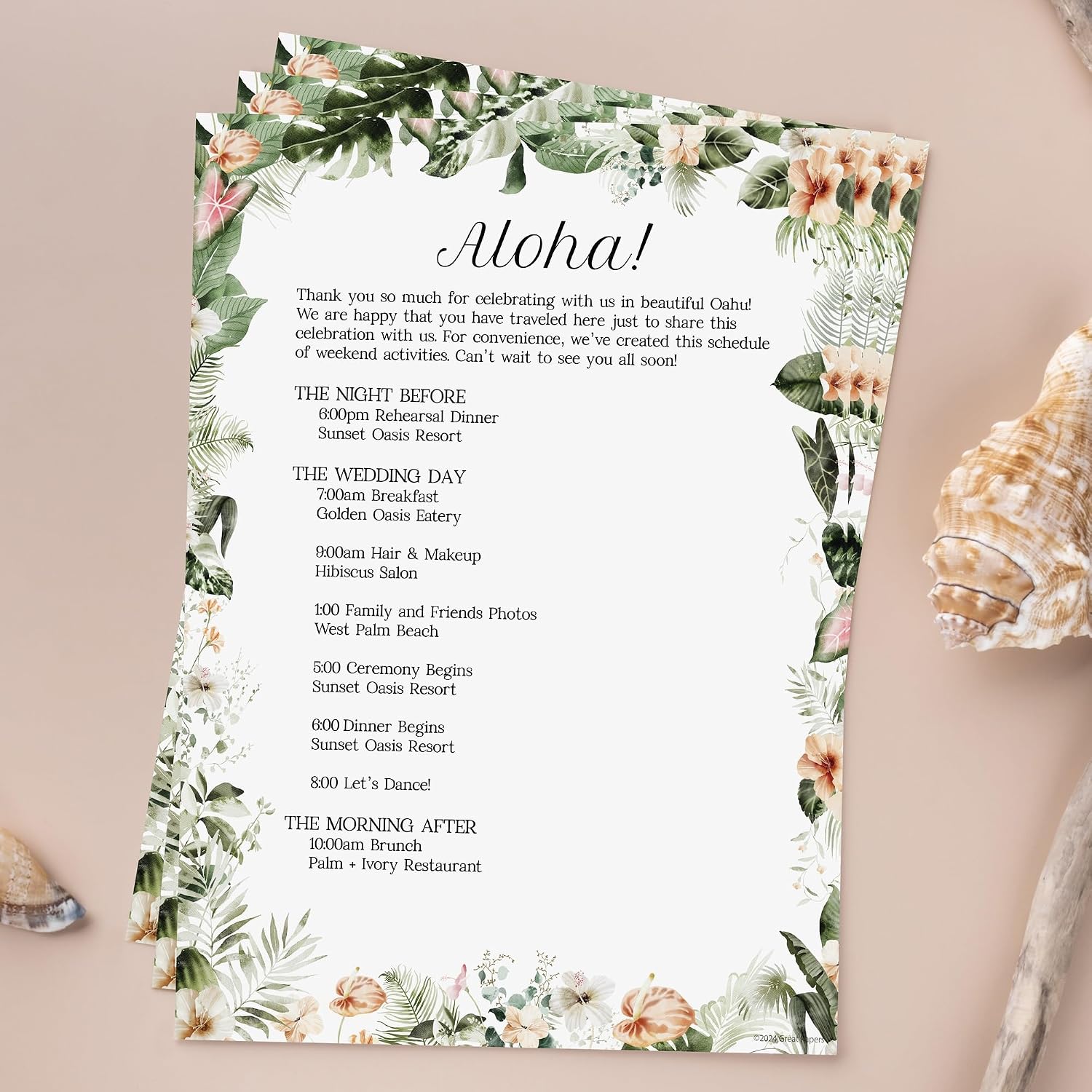 Great Papers! Lush Greenery Letterhead / 80 Floral Sheets 8.5" x 11" Beautiful Watercolor Botanical All Occasion Letter Paper