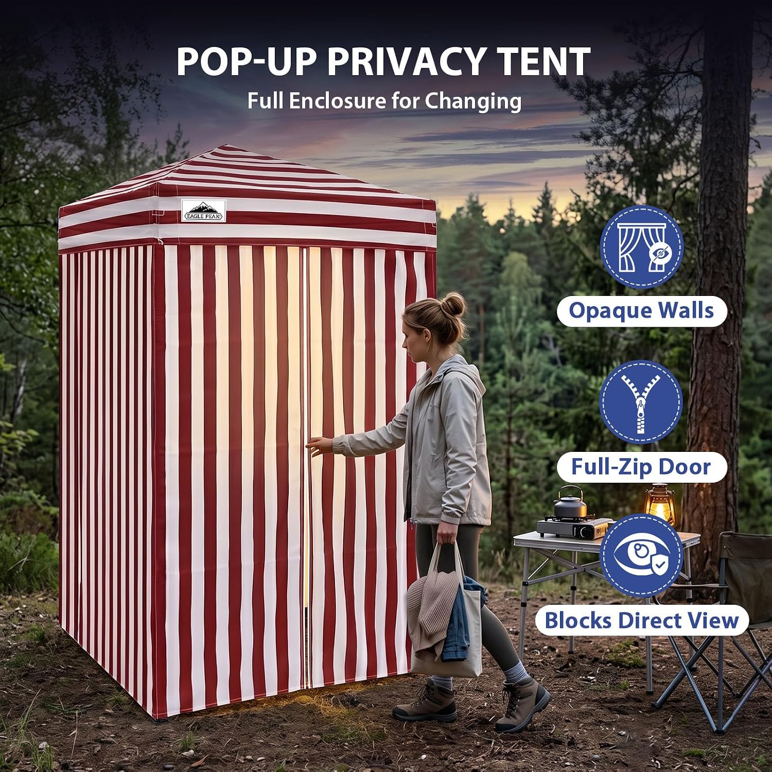 EAGLE PEAK 4x4 Pop Up Changing Tent, Outdoor Changing Room, Gray/White