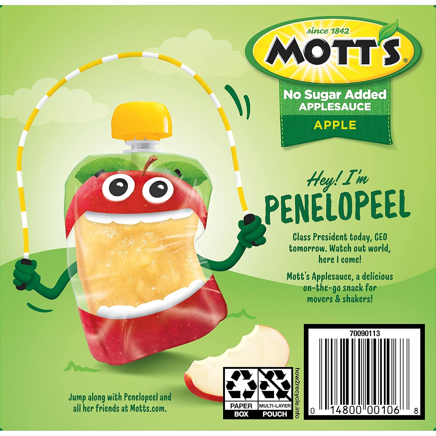 Mott's No Sugar Added Strawberry Applesauce, 3.2 Oz Clear Pouches, 48 Count (4 Packs Of 12), Good Source Of Vitamin C, No Artificial Flavors