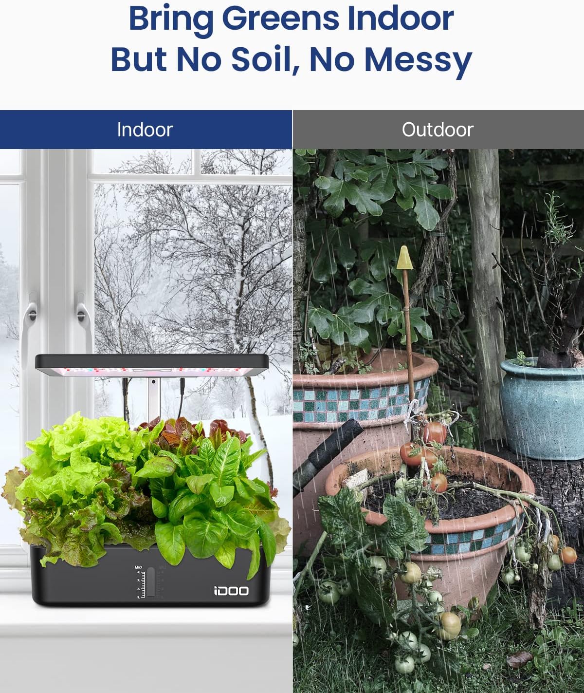 iDOO 12Pods Hydroponics Growing System Garden with LED Grow Light