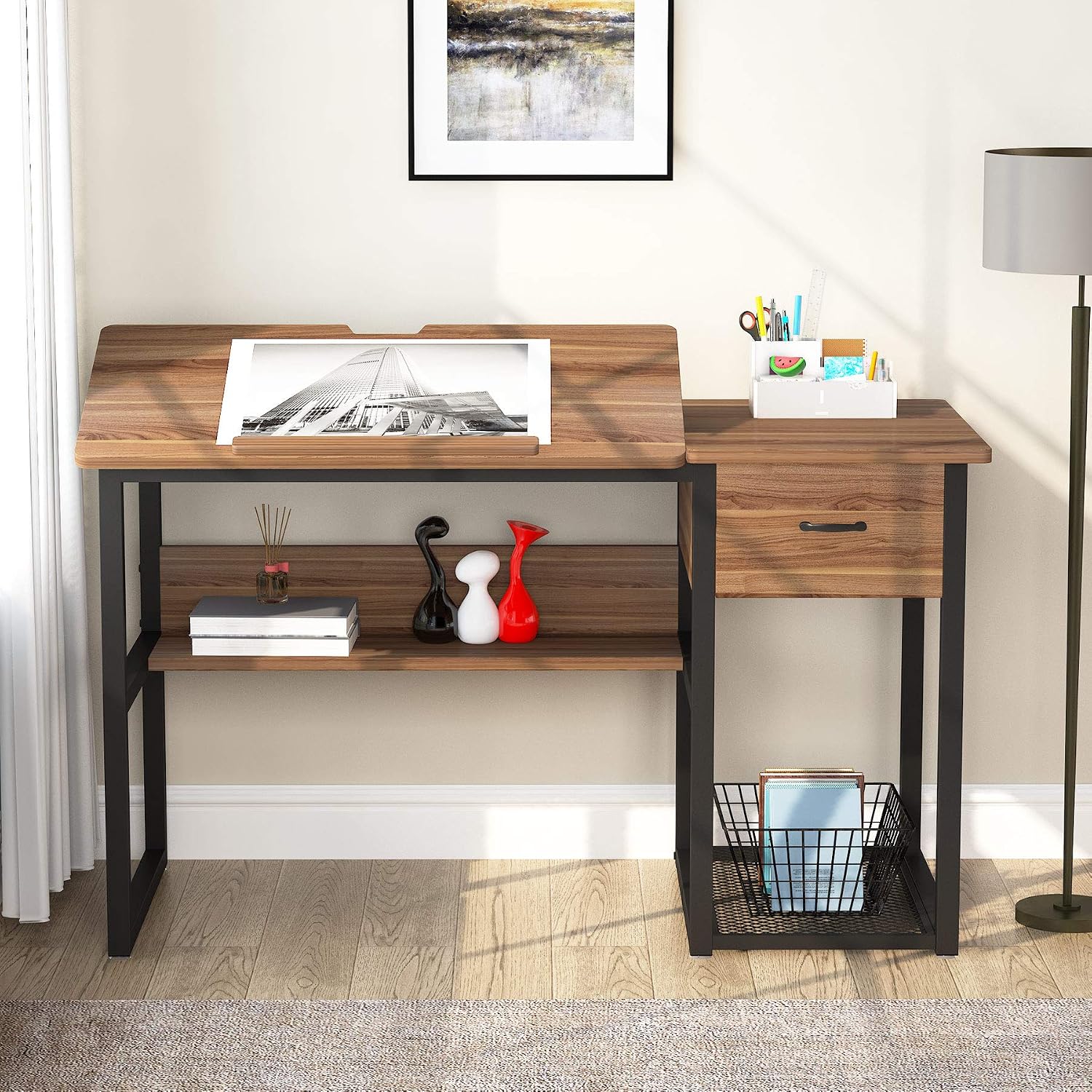 Tribesigns Drafting Table with Storage Drawers