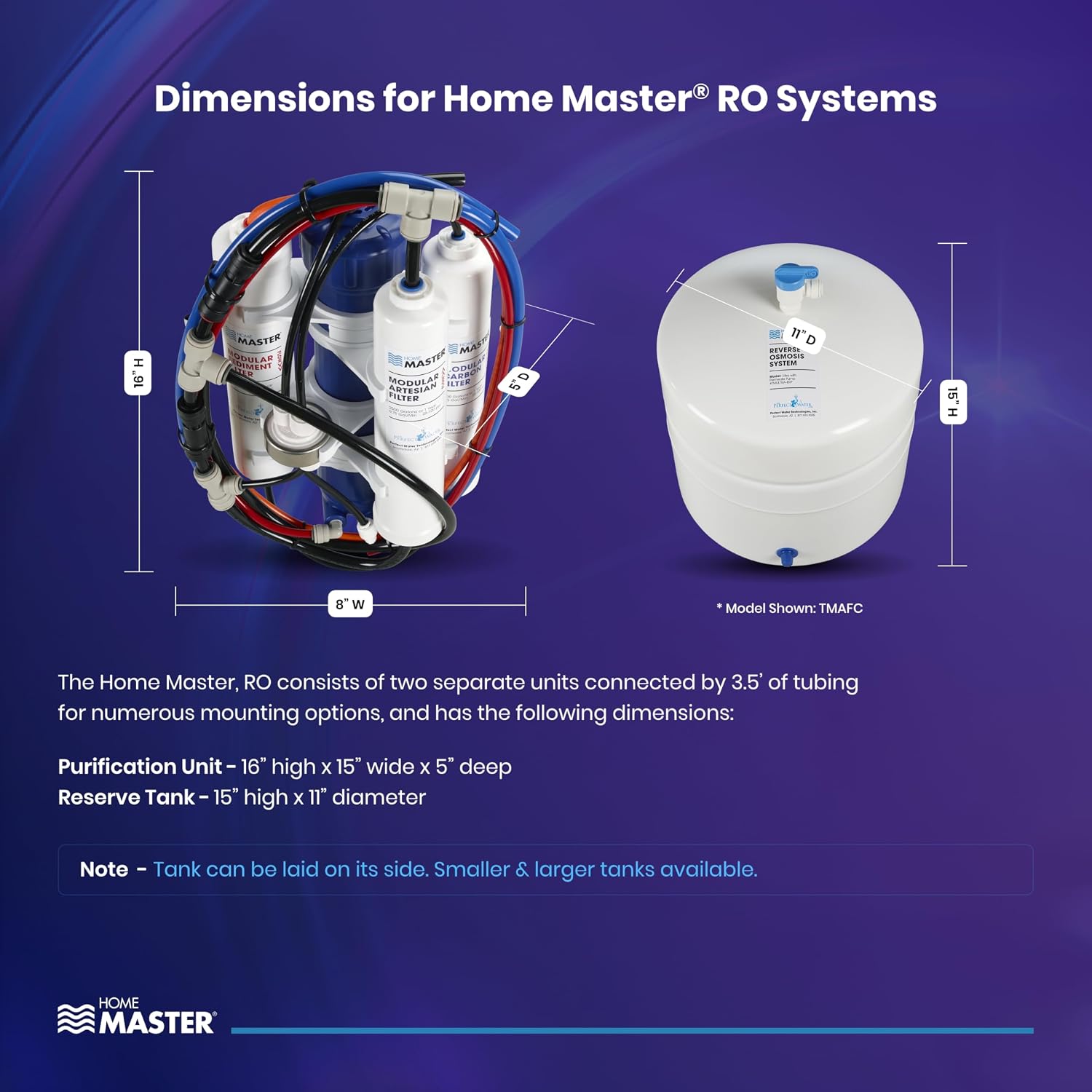 Home Master TMAFC-ERP Artesian Full Contact Reverse Osmosis System, 7-Stages, Patented 2-Pass Alkaline Remineralization, Fast 4.5s Fill Rate, 1:1 Waste Ratio, 8.5” Catalytic Carbon, 5-Yr Limited Parts