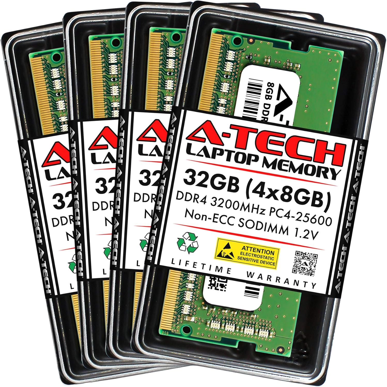 A-Tech 8GB DDR4 3200 MHz SODIMM PC4-25600 (PC4-3200AA) CL22 Non-ECC Laptop RAM Memory Module