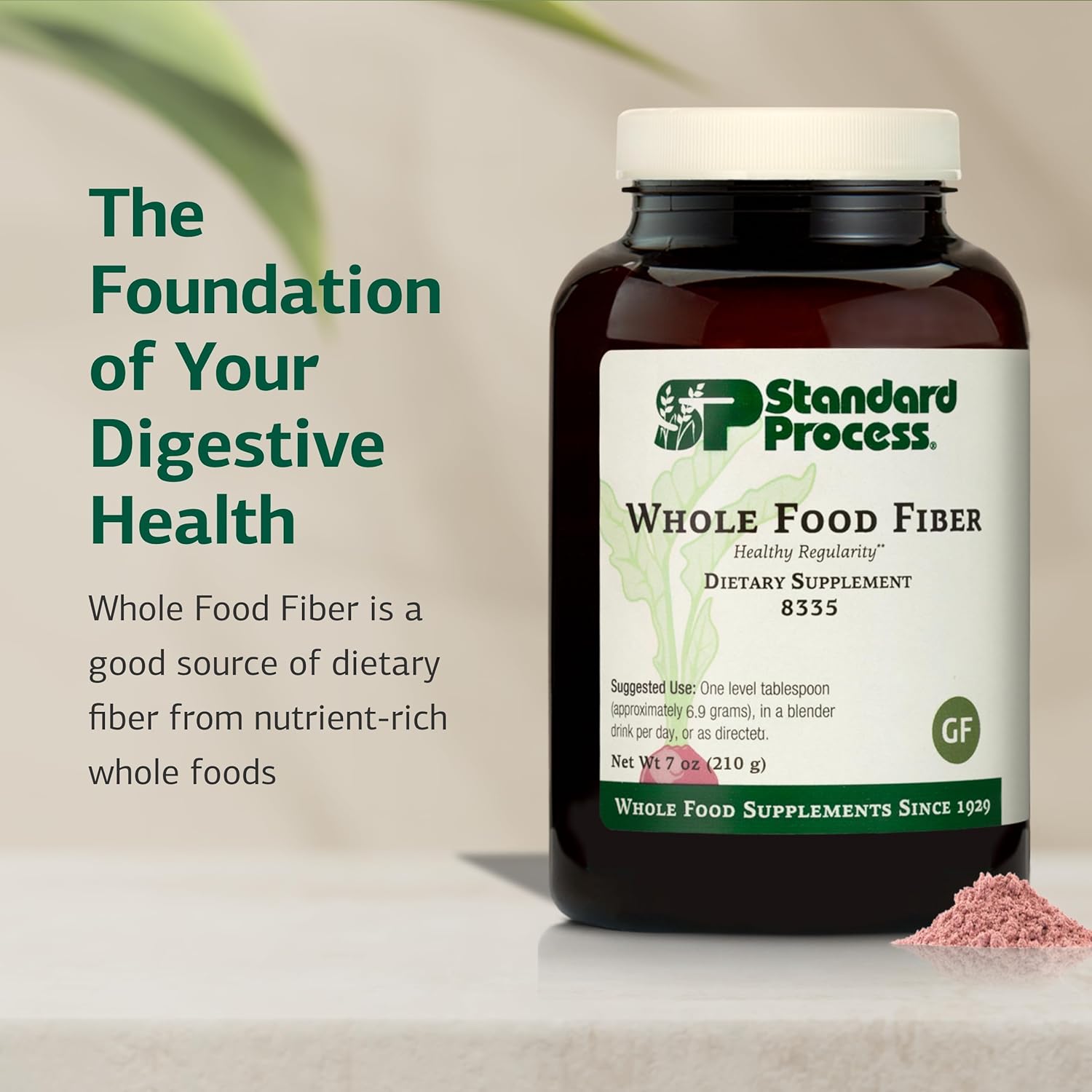 Standard Process - Whole Food Fiber - Daily Supplement for Digestive Health & Gut Support - High Fiber Powder with Soluble & Insoluble Fiber