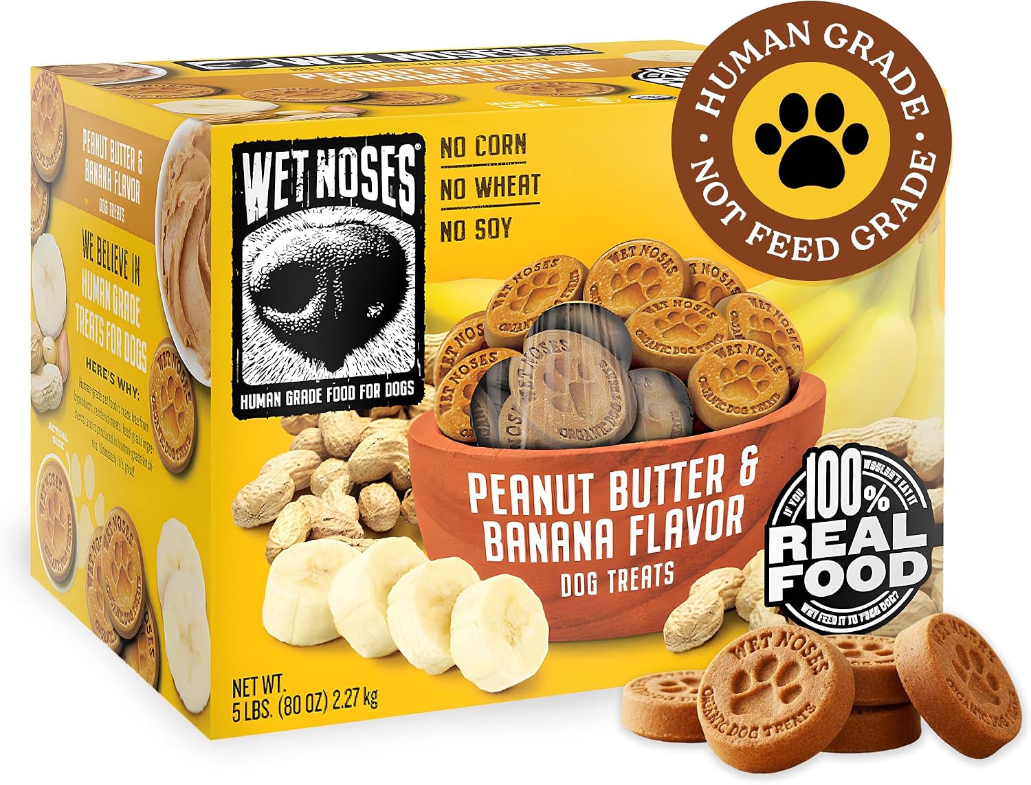 Wet Noses Organic Crunchy Dog Treats – All-Natural, Human-Grade, Non-GMO, Healthy Training & Delicious Snacks for Dogs