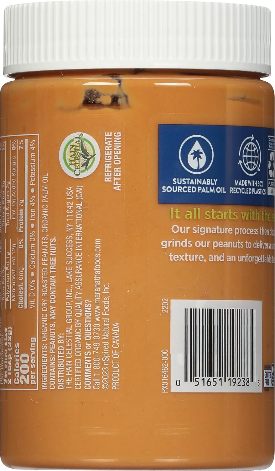 MaraNatha Organic Creamy Peanut Butter Spread, No Stir, 16 Ounce Jar