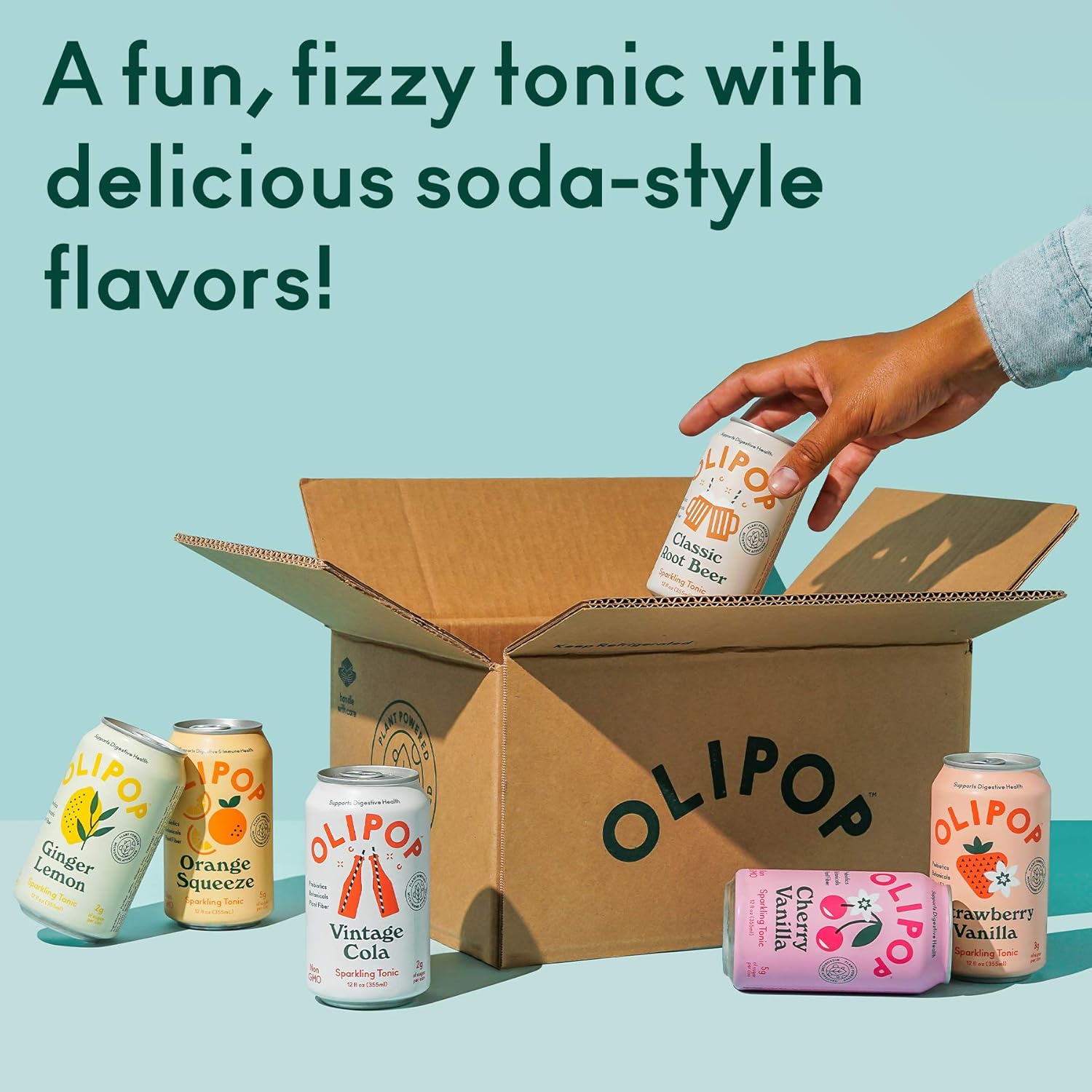 OLIPOP - The Sampler, 6-Flavor Soda Variety Pack, Healthy Soda, Prebiotic Soft Drinks, Supports Digestive Health & Gut Health, High Fiber, Low Calorie