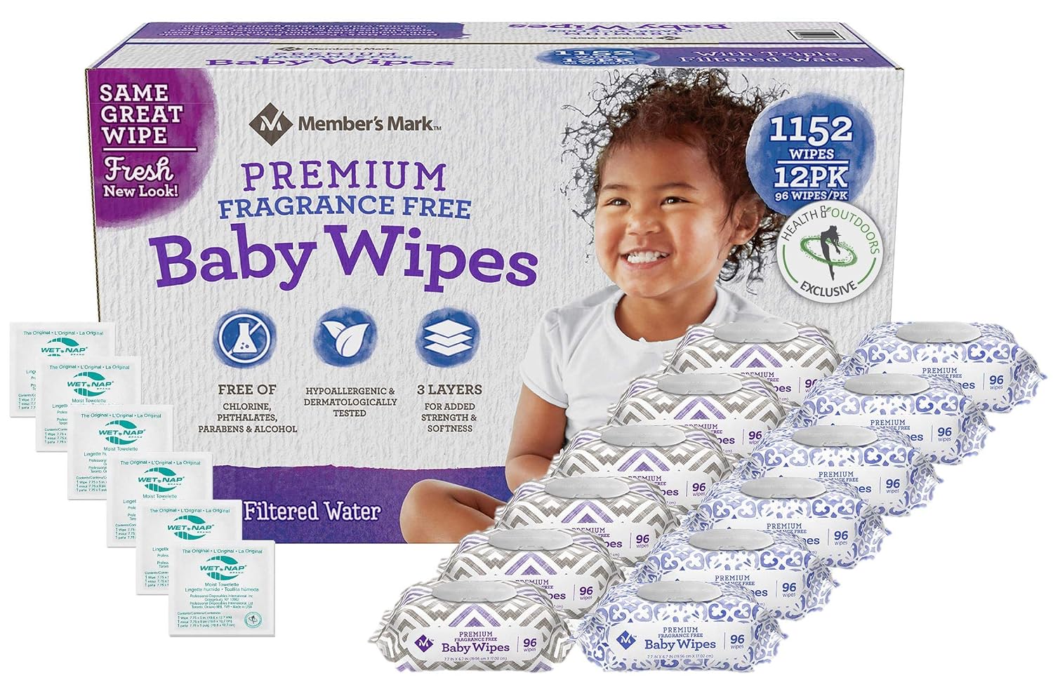 HAO M Mark Premium Fragrance Free Baby Wipes (1152 Count) W/Exclusive Moist Towelettes