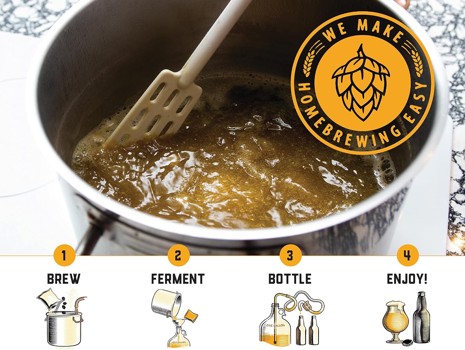 Craft A Brew - Hefeweizen - Beer Making Kit - Make Your Own Craft Beer - Complete Equipment and Supplies - Starter Home Brewing Kit - 1 Gallon