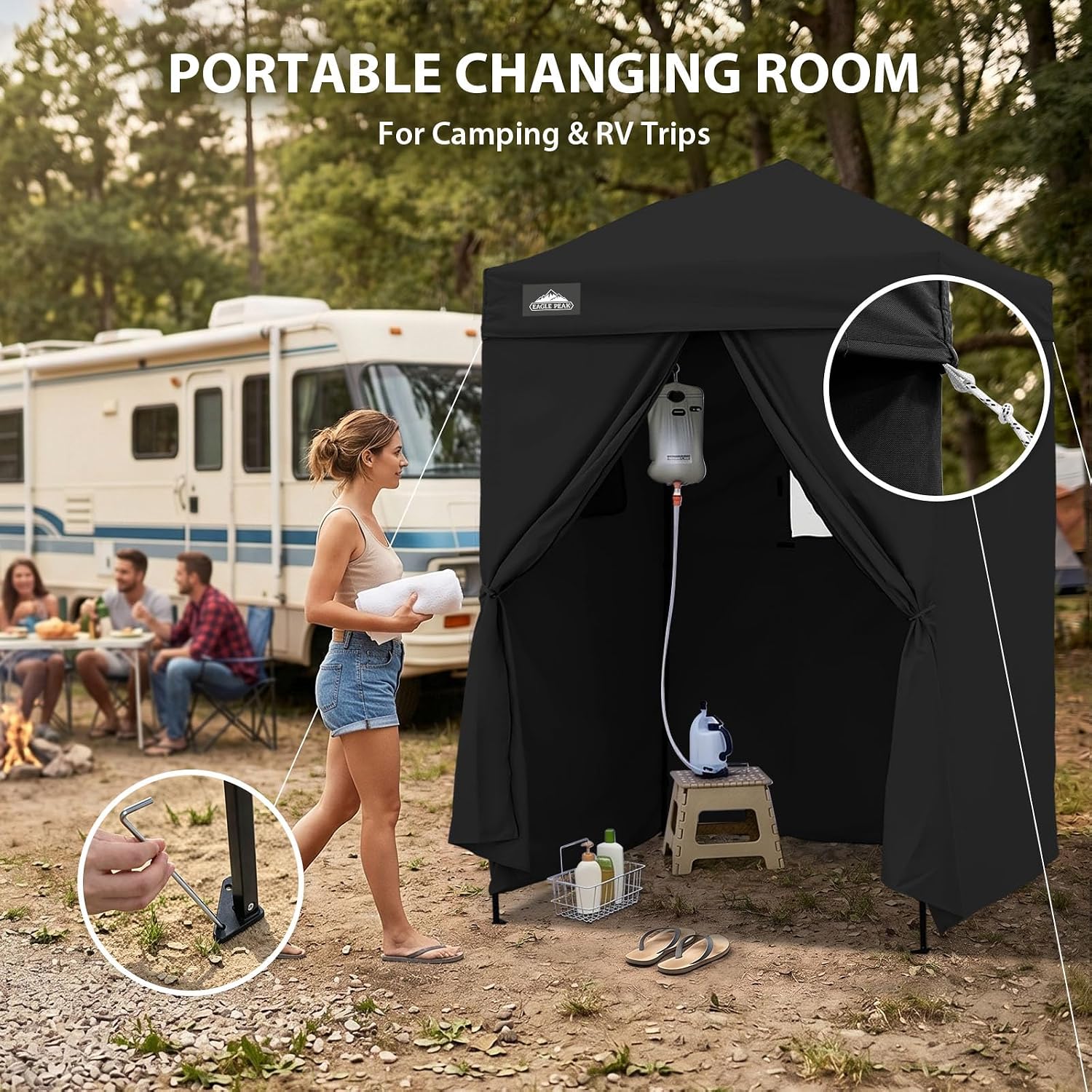 EAGLE PEAK 4x4 Pop Up Changing Tent, Outdoor Changing Room, Gray/White