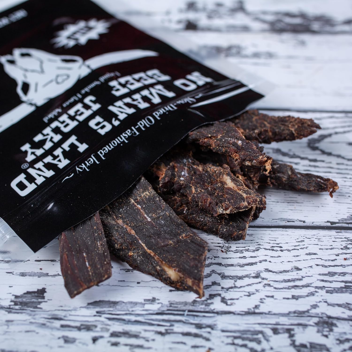 No Mans Land Slow-Dried Beef Jerky | Smoked & Seasoned Jerky Strips | High Protein, Low Carb Beef Snack | Gluten Free - MILD (16oz)