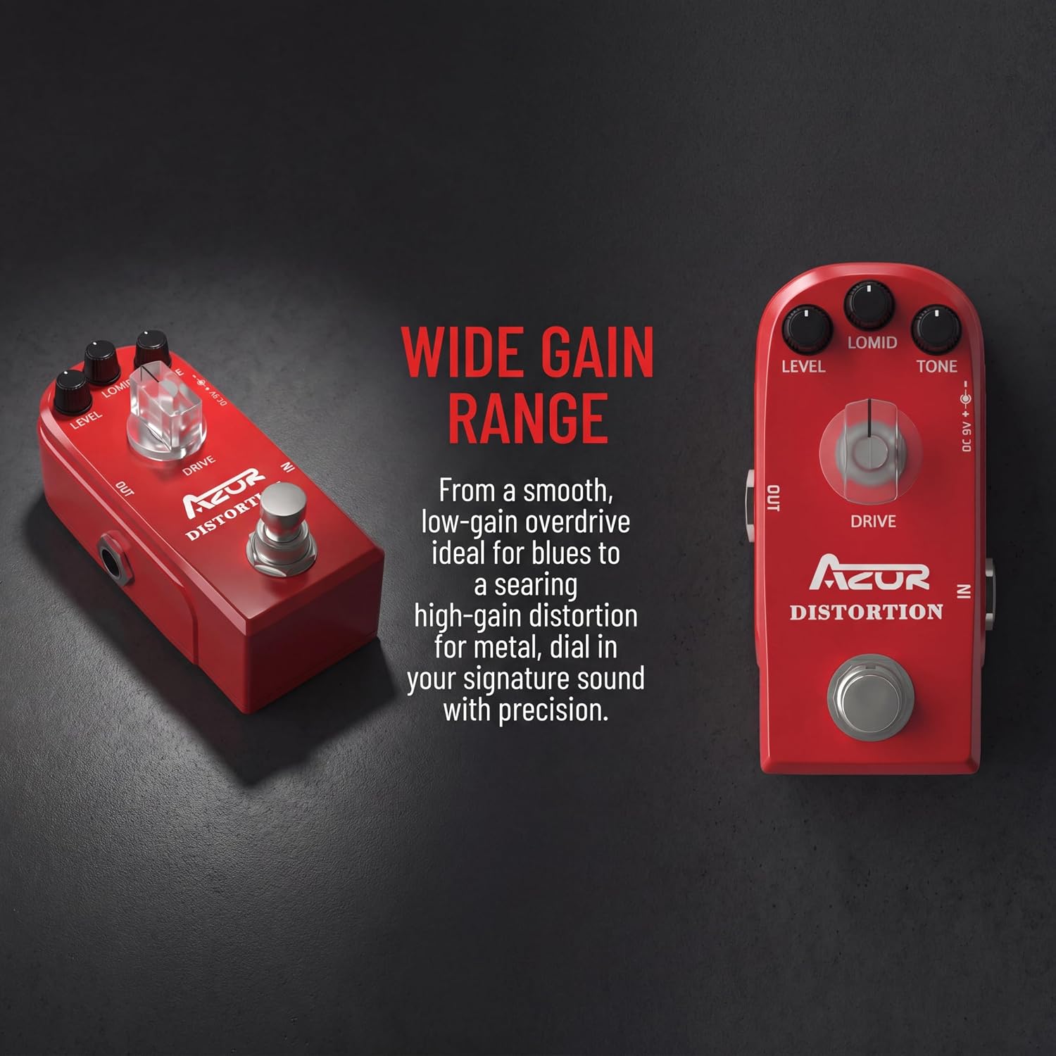 AZOR 5 Band Bass EQ Pedal, Aluminium Alloy True Bypass Equalizer Effect Pedal, Compact Mini Tone Control Pedal for Electric Bass Guitar