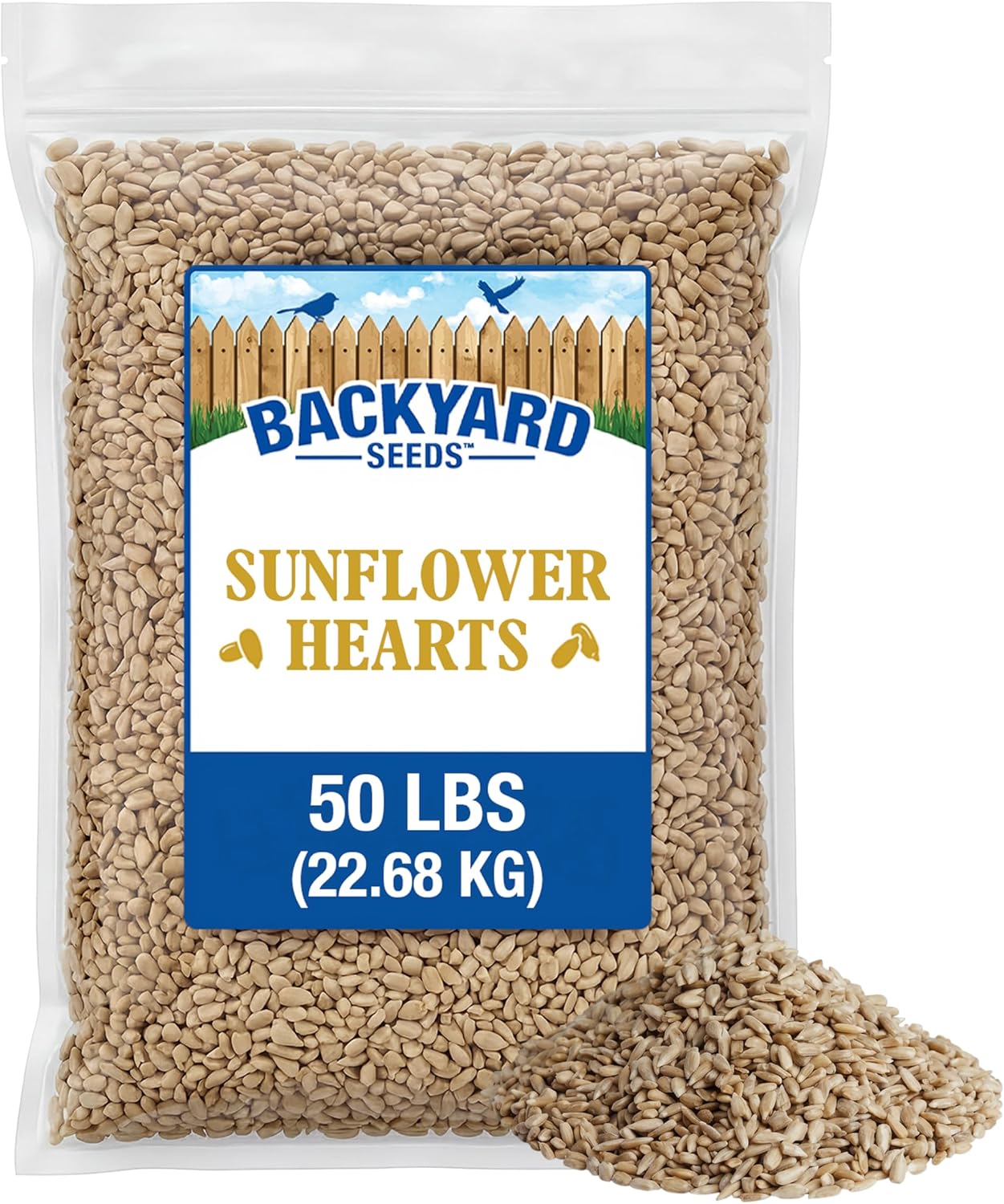 CountryMax Shelled Sunflower Chips 10 lb - No Waste Bird Seed for Outside Feeders, Resealable Bag of Wild Bird Feed | For Smaller Beaks, No Mess, No Waste. High Energy & USA Sourced. For Ground Feeding or Bird Feeders, For Year-Round Feeding