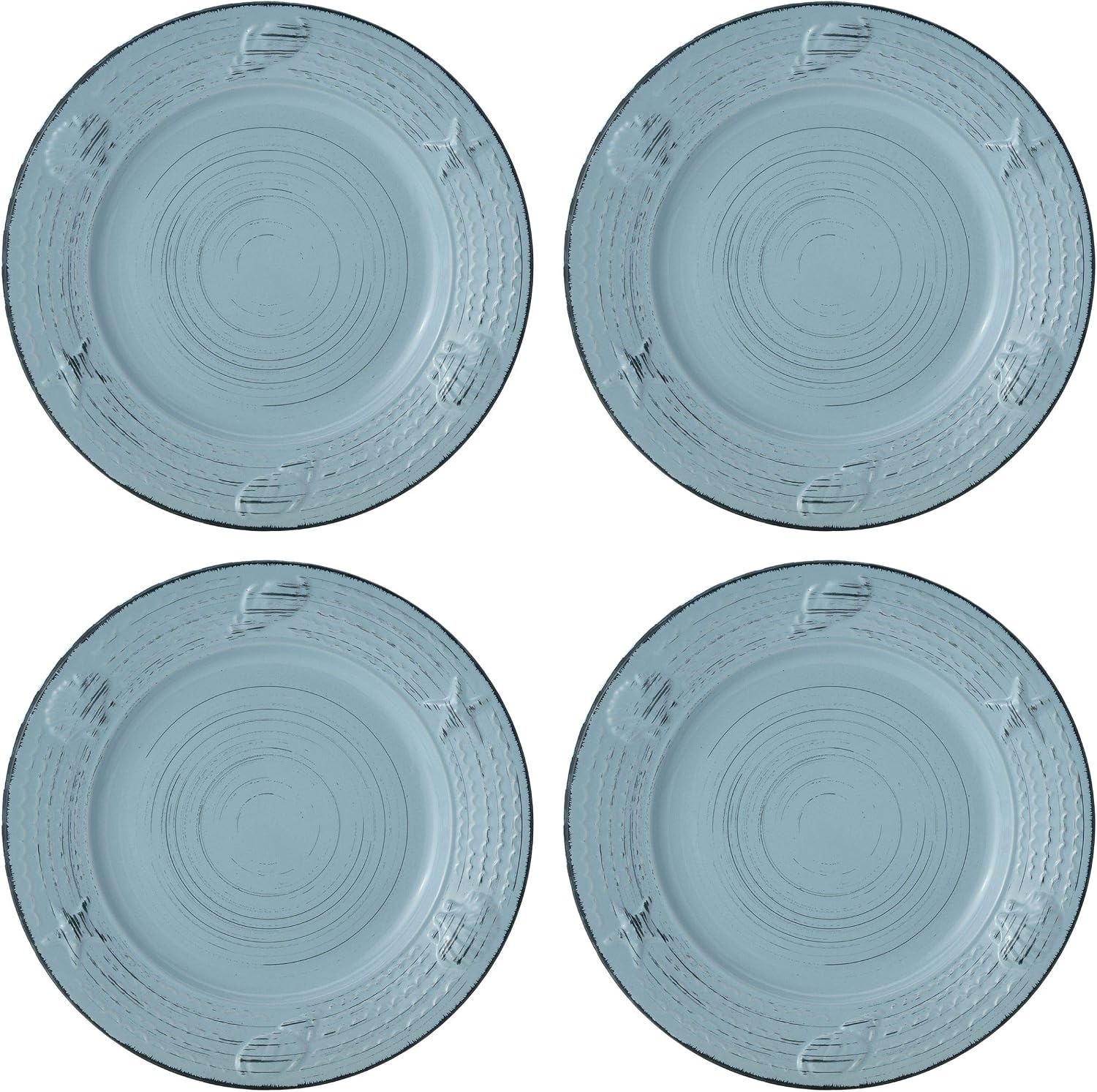 Pfaltzgraff Trellis White 16-Piece Stoneware Dinnerware Set, Service for 4, Distressed White Finish, Microwave & Dishwasher Safe Plates and Bowls