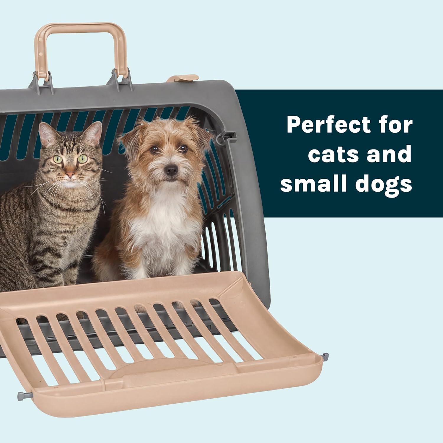 SportPet Large Hard-Sided Travel Cat Carrier - Cat Carrier with Patented Wide Side-Opening Door