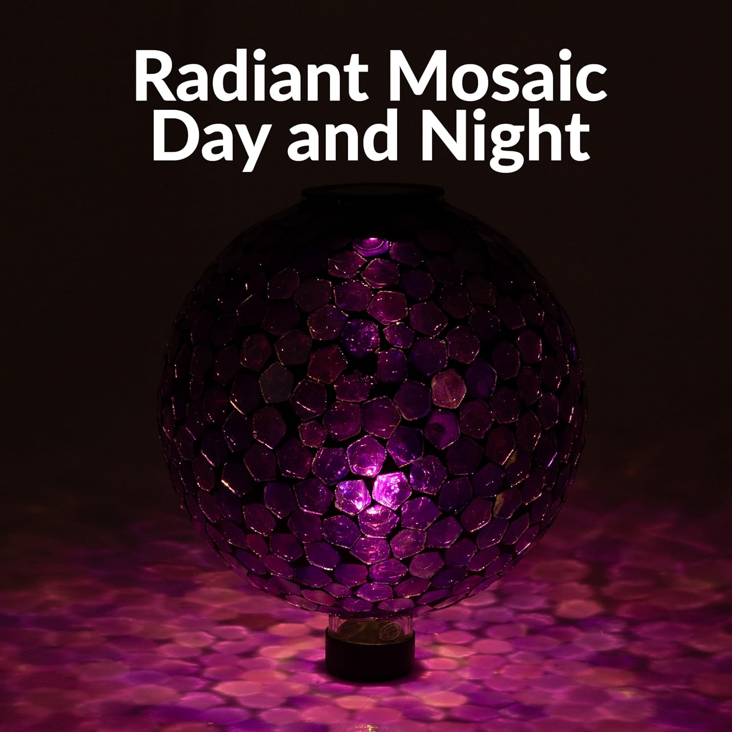 Sunnydaze Solar Gazing Ball for Garden, Mosaic Cool Blooms
