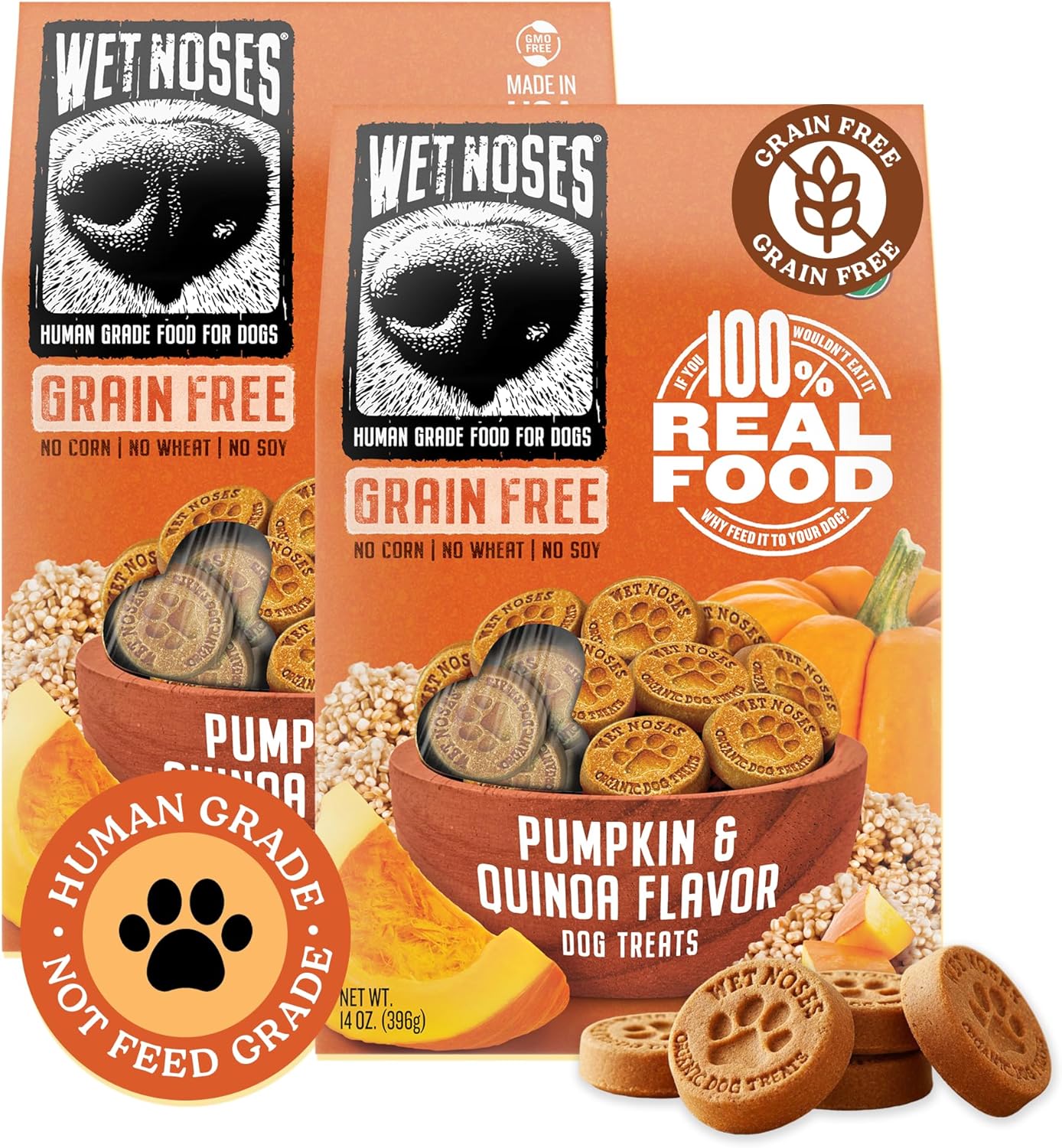 Wet Noses Organic Crunchy Dog Treats – All-Natural, Human-Grade, Non-GMO, Healthy Training & Delicious Snacks for Dogs