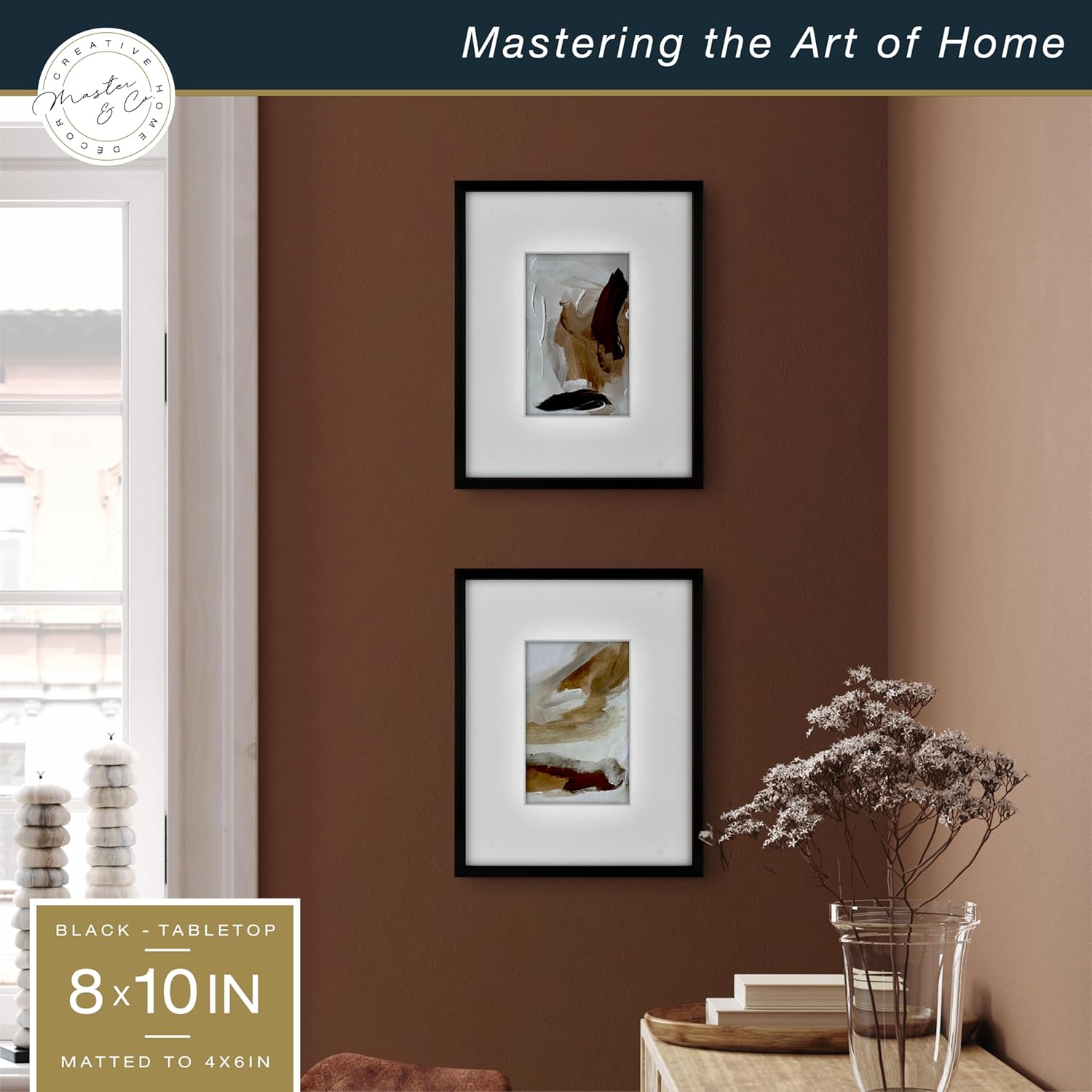 MCS Master & Co. Foundry Metal Picture Frame, 12x12 Matted to 8x8
