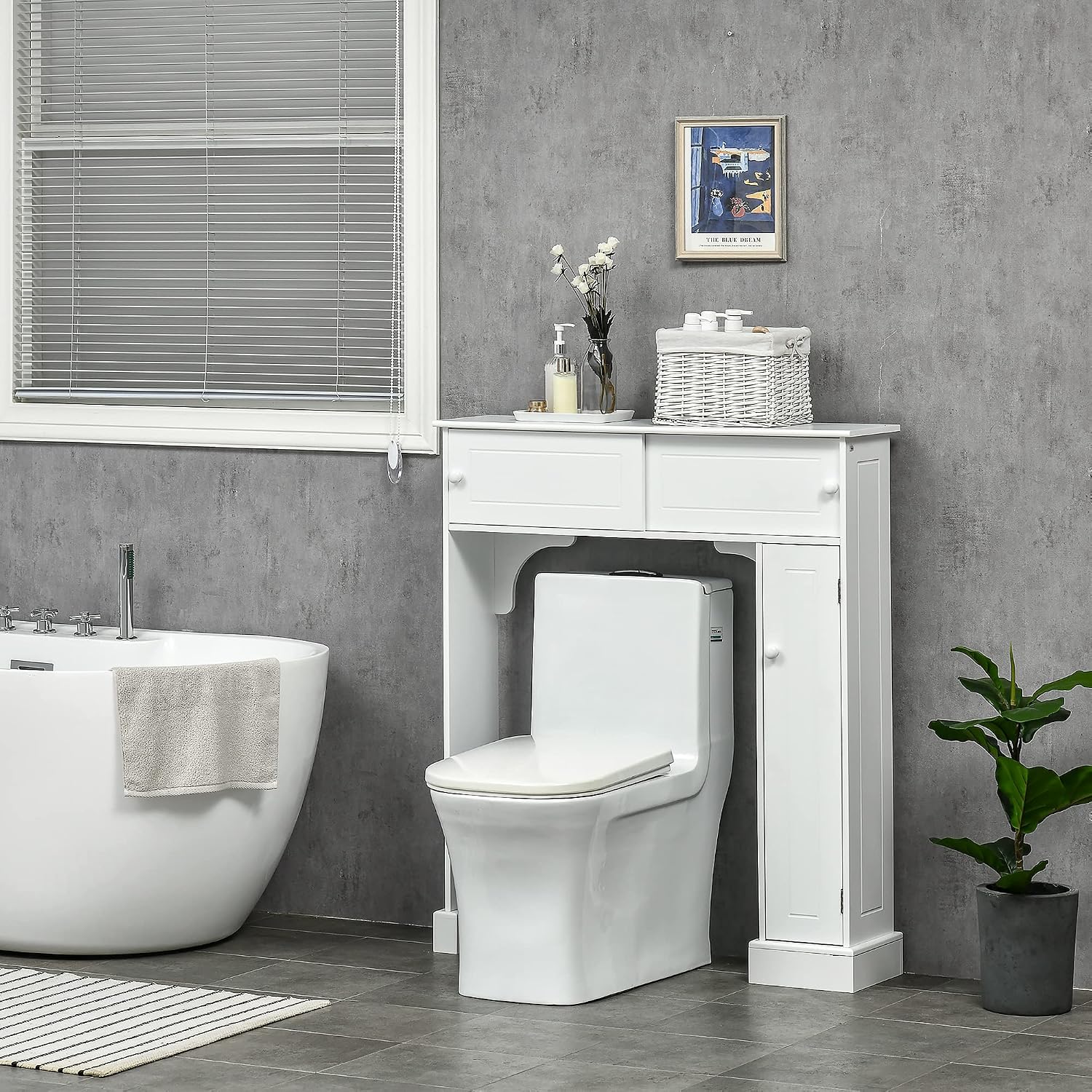 HOMCOM Over The Toilet Bathroom Cabinet Storage Cabinet White