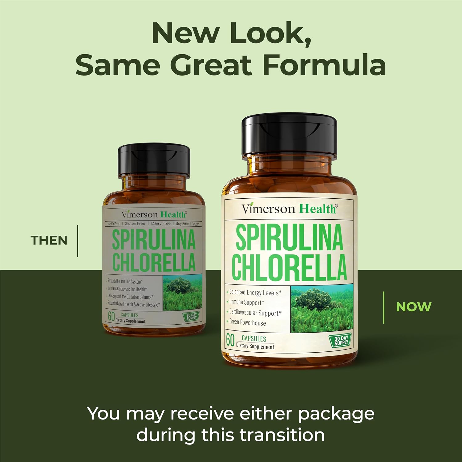 Organic Spirulina and Chlorella Capsules - Spirulina Capsules with Chlorella Powder for Immune