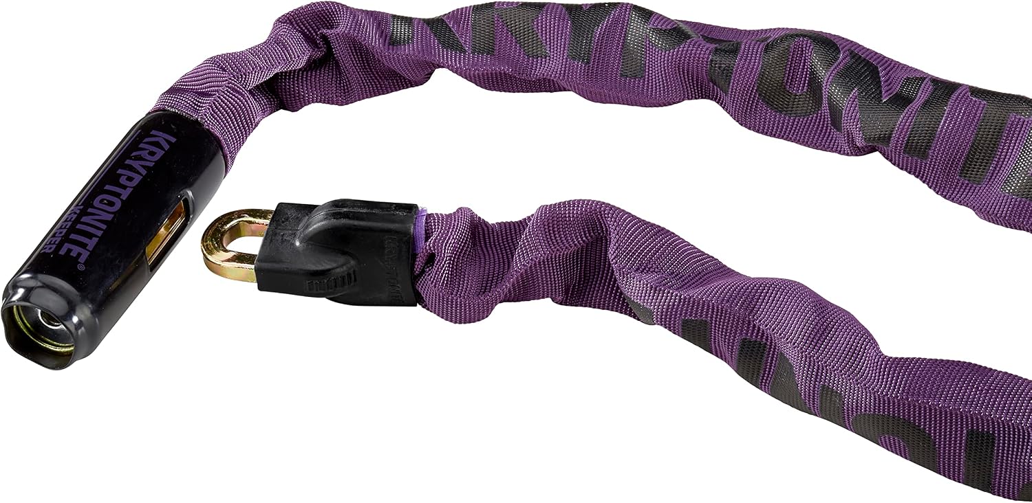 Kryptonite Keeper 785 Bike Chain Lock, 2.8 ft Heavy Duty Anti-Theft Lock | 7mm Manganese Steel Links, 85cm Length, Disc-Style Cylinder, Nylon Sleeve for Motorcycle, Scooter, Gate, Fence