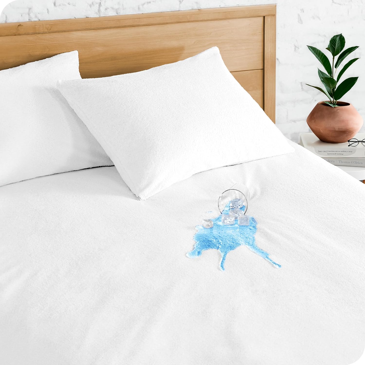 Bare Home Queen Size Mattress Protector - 100% Waterproof & Breathable - Premium Cooling Mattress Cover - Protects Against Spills - Vinyl Free Noiseless - Protect Your Mattress (Queen, White)