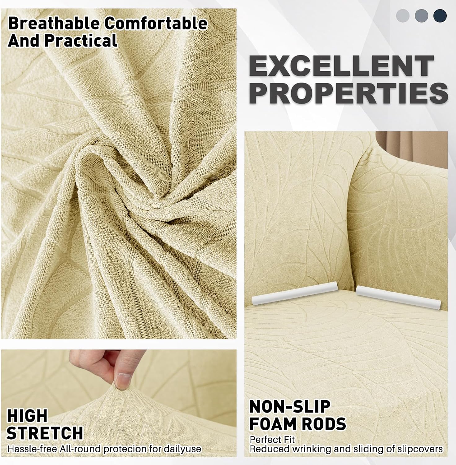 YEMYHOM Couch Cover Latest Jacquard Design High Stretch Sofa Covers for 2 Cushion Couch
